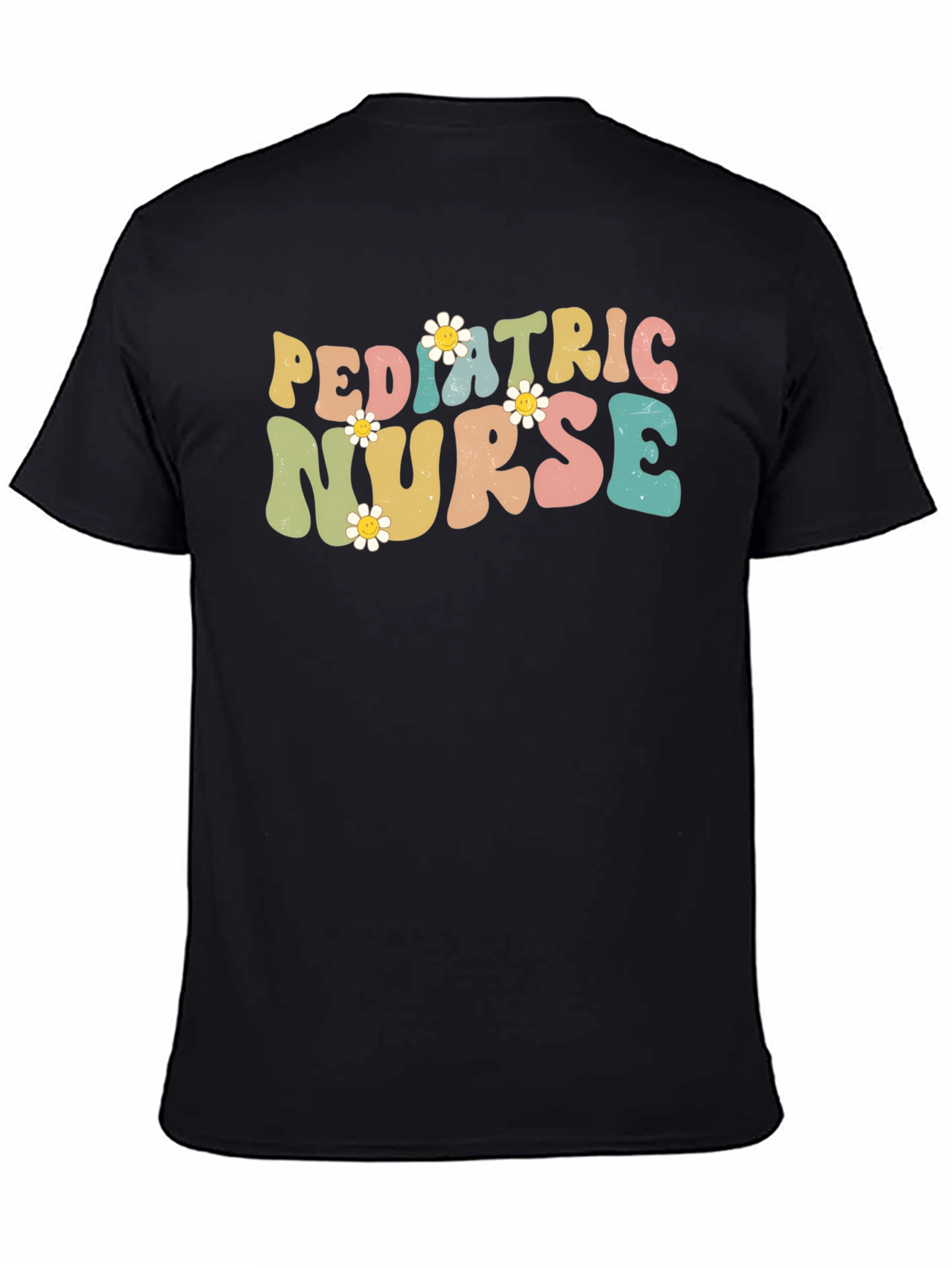 Pediatric Nurse T-Shirt, Retro Floral Design - 4