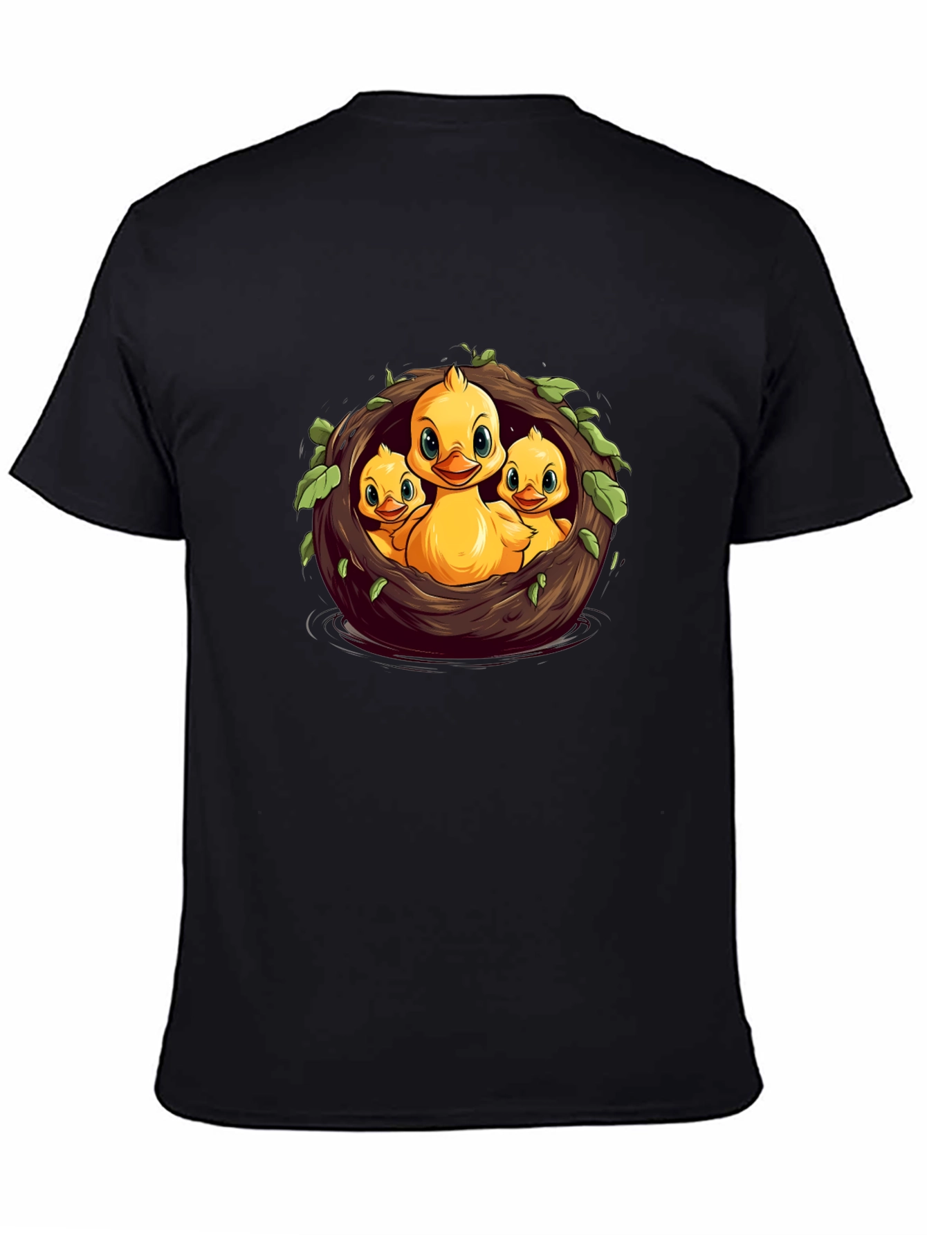 Black Cute Ducklings in Nest Graphic Black T-Shirt view 4