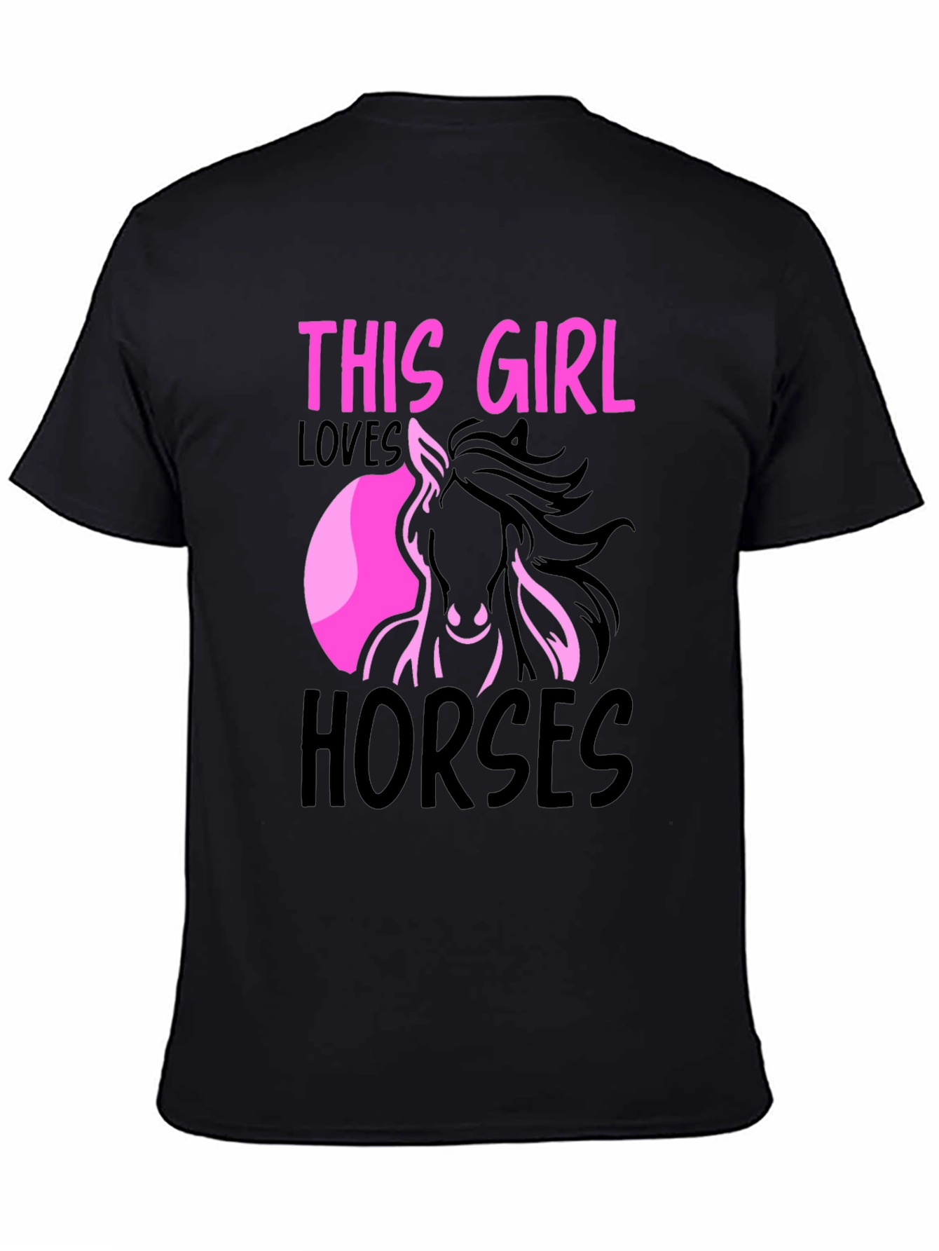 Black This Girl Loves Horses Graphic Tee view 4