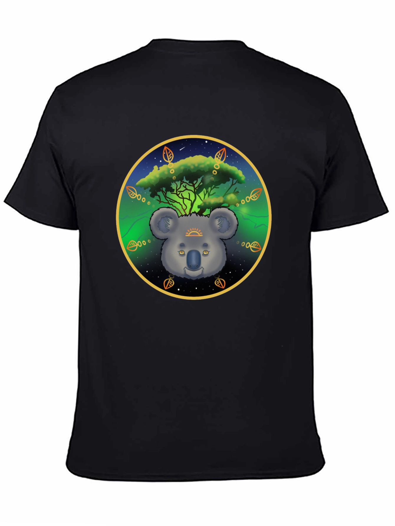 Black Koala Tree Graphic Tee - Unisex Black T-Shirt view 4