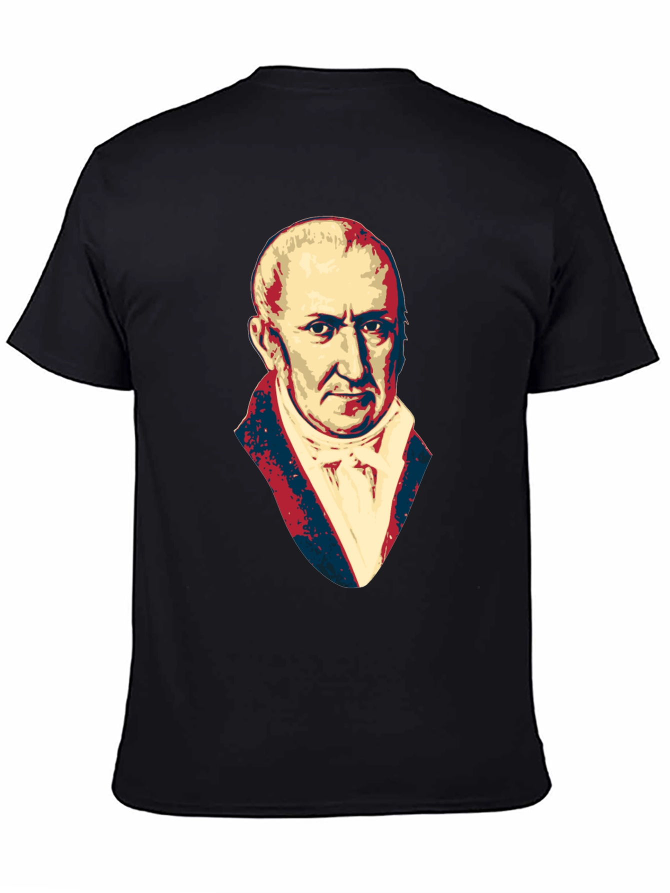 Black Men's Black T-Shirt with Portrait Graphic view 4