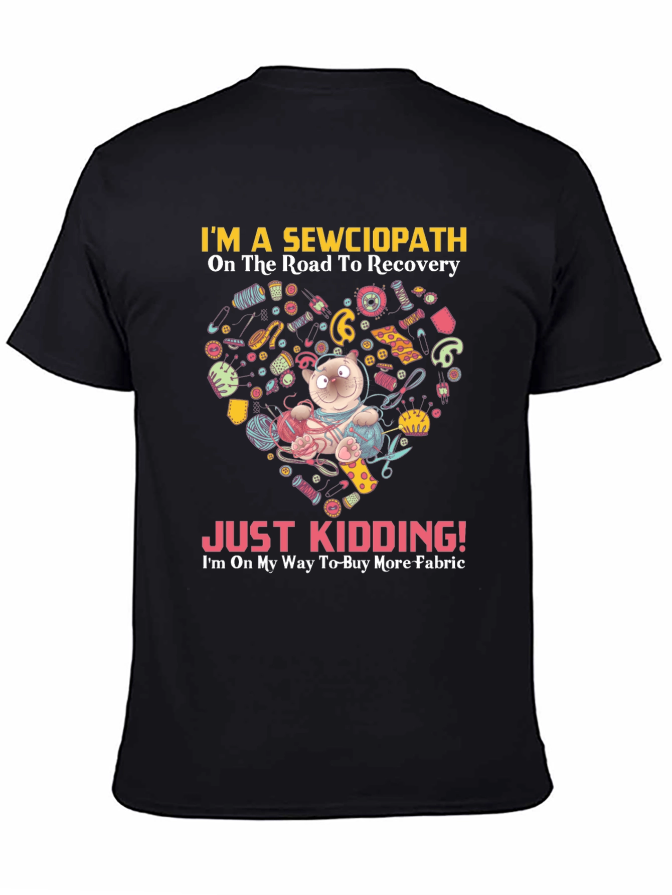 Black Sewciopath T-Shirt - Funny Sewing Lover Gift view 4