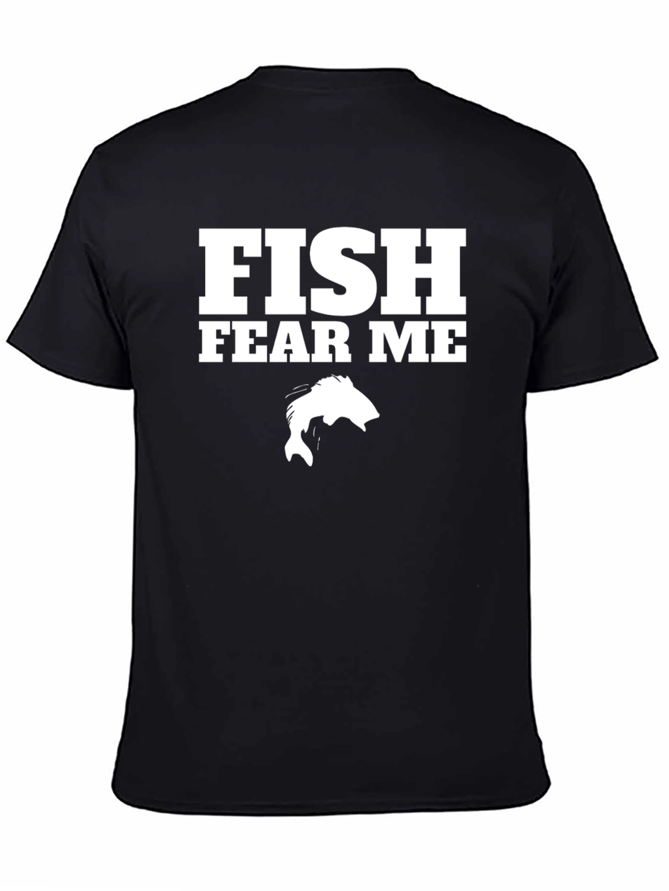Black Fish Fear Me Graphic Print Black Cotton T-Shirt view 4