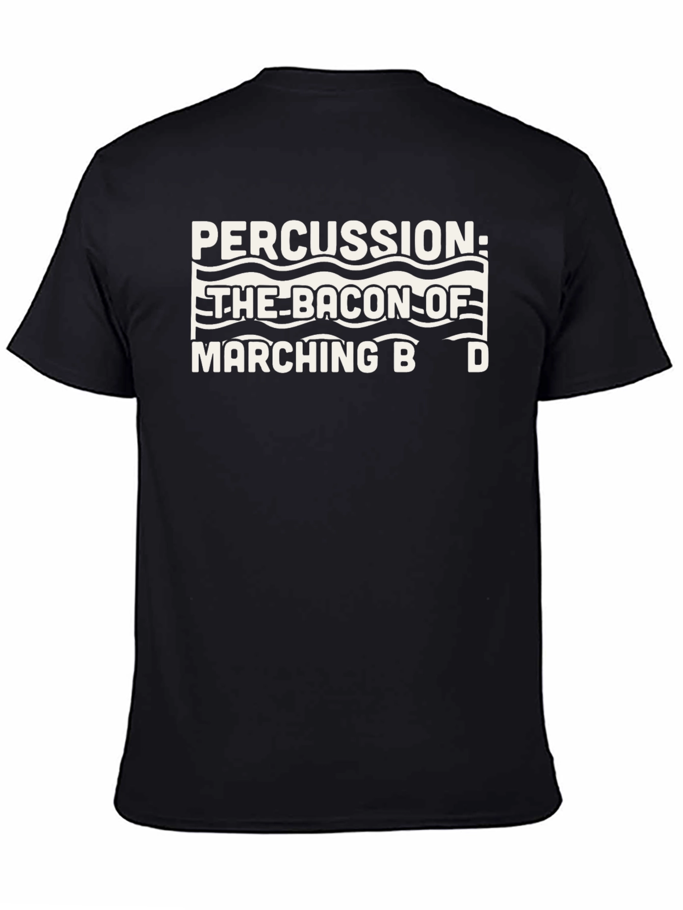 Black Percussion Marching Band Bacon T-Shirt view 4