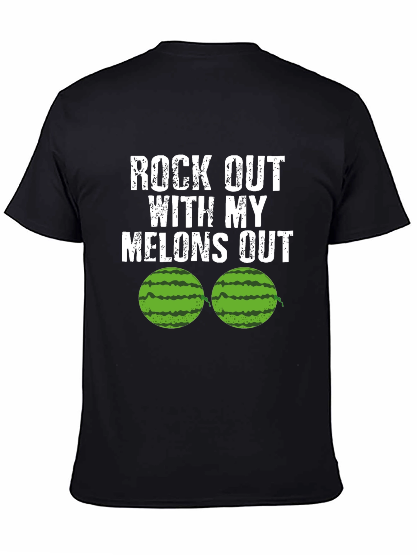 Black Rock Out With My Melons Out Funny T-Shirt view 4