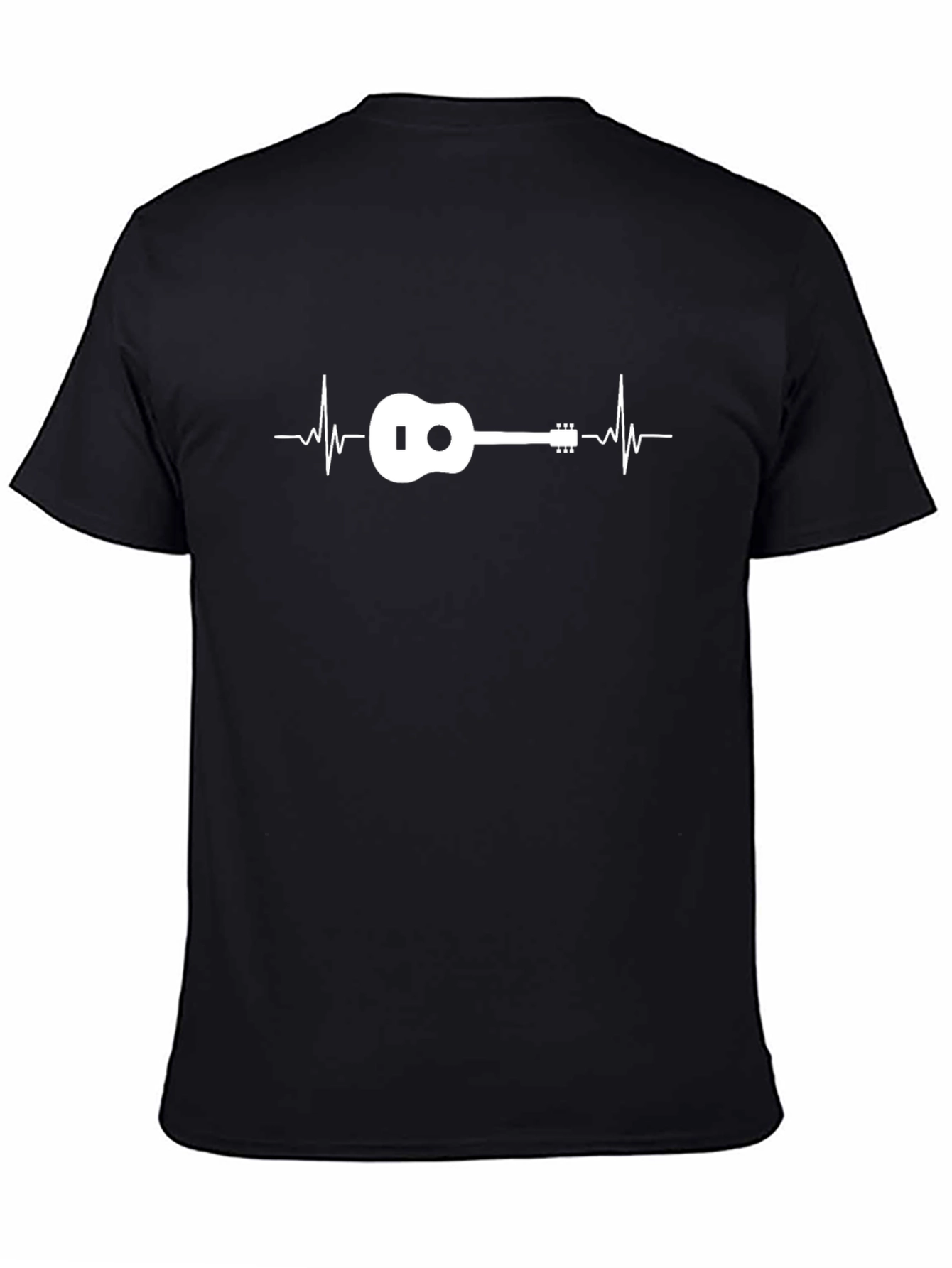 Black Ukulele Heartbeat Graphic Black T-Shirt view 4
