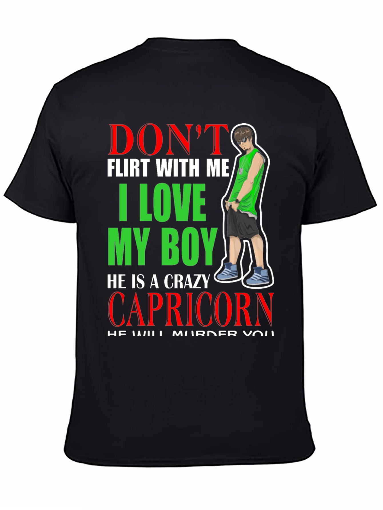 Black Crazy Capricorn Boy T-Shirt view 4