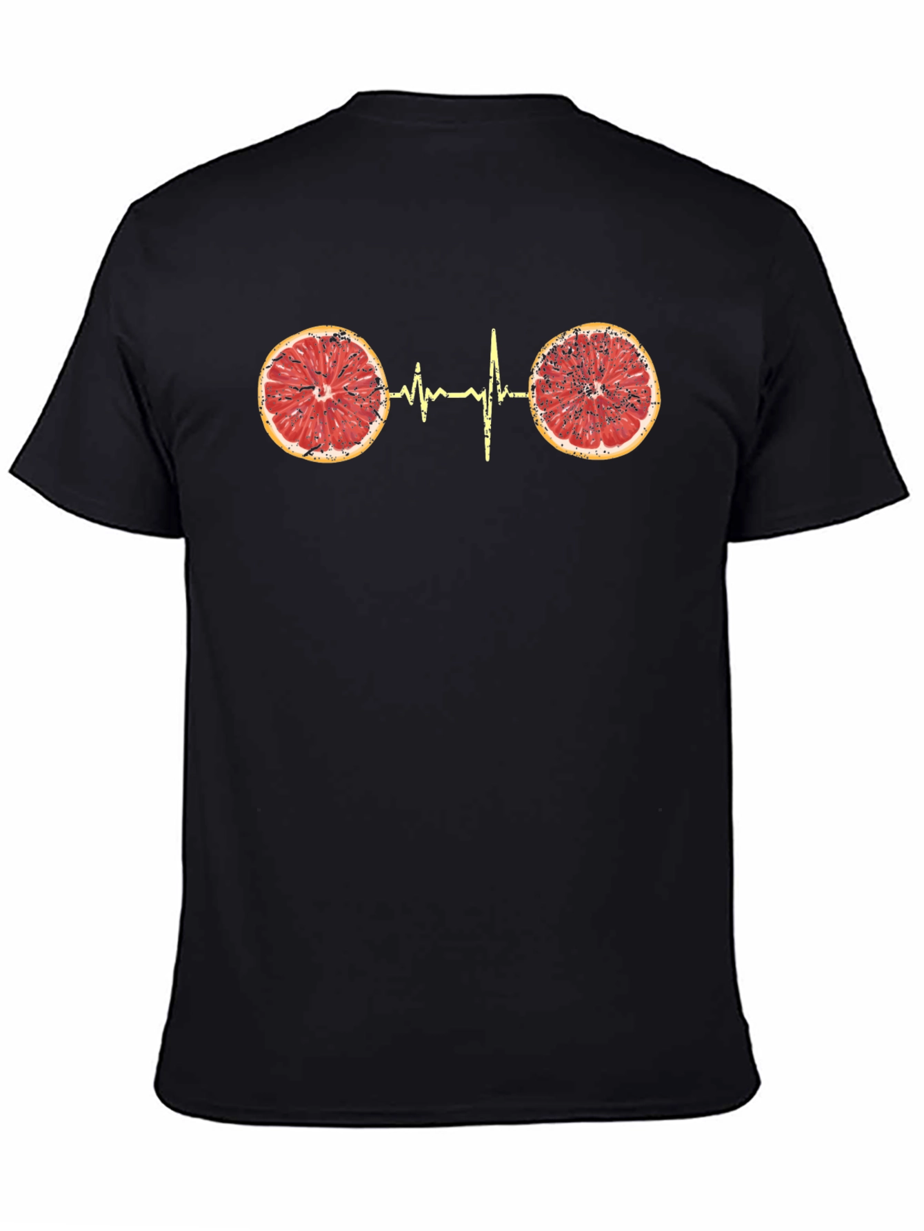 Black Citrus Heartbeat Graphic Tee - Unique Novelty T-Shirt view 4