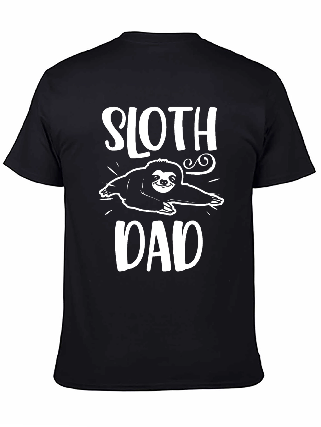 Black Sloth Dad Graphic Tee - Black Cotton Blend T-Shirt view 4