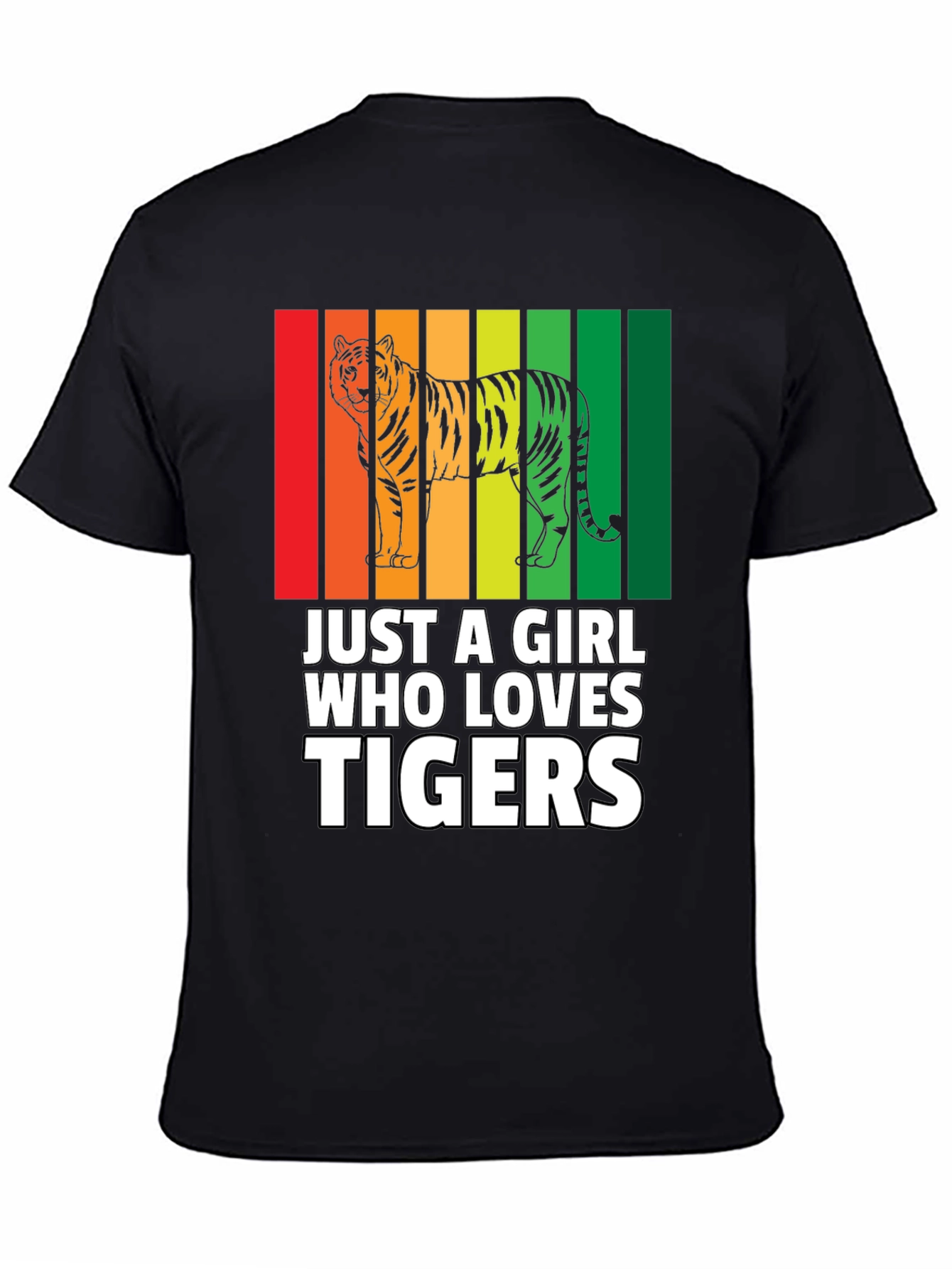 Black Just a Girl Who Loves Tigers T-Shirt view 4
