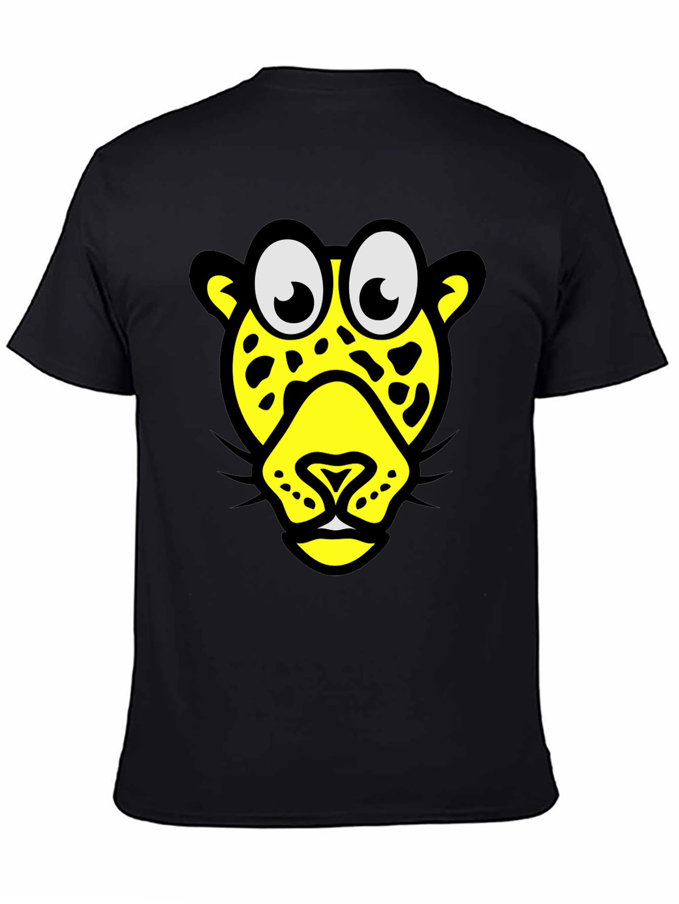 Black Funky Leopard Graphic Tee - Black Cotton T-Shirt view 4
