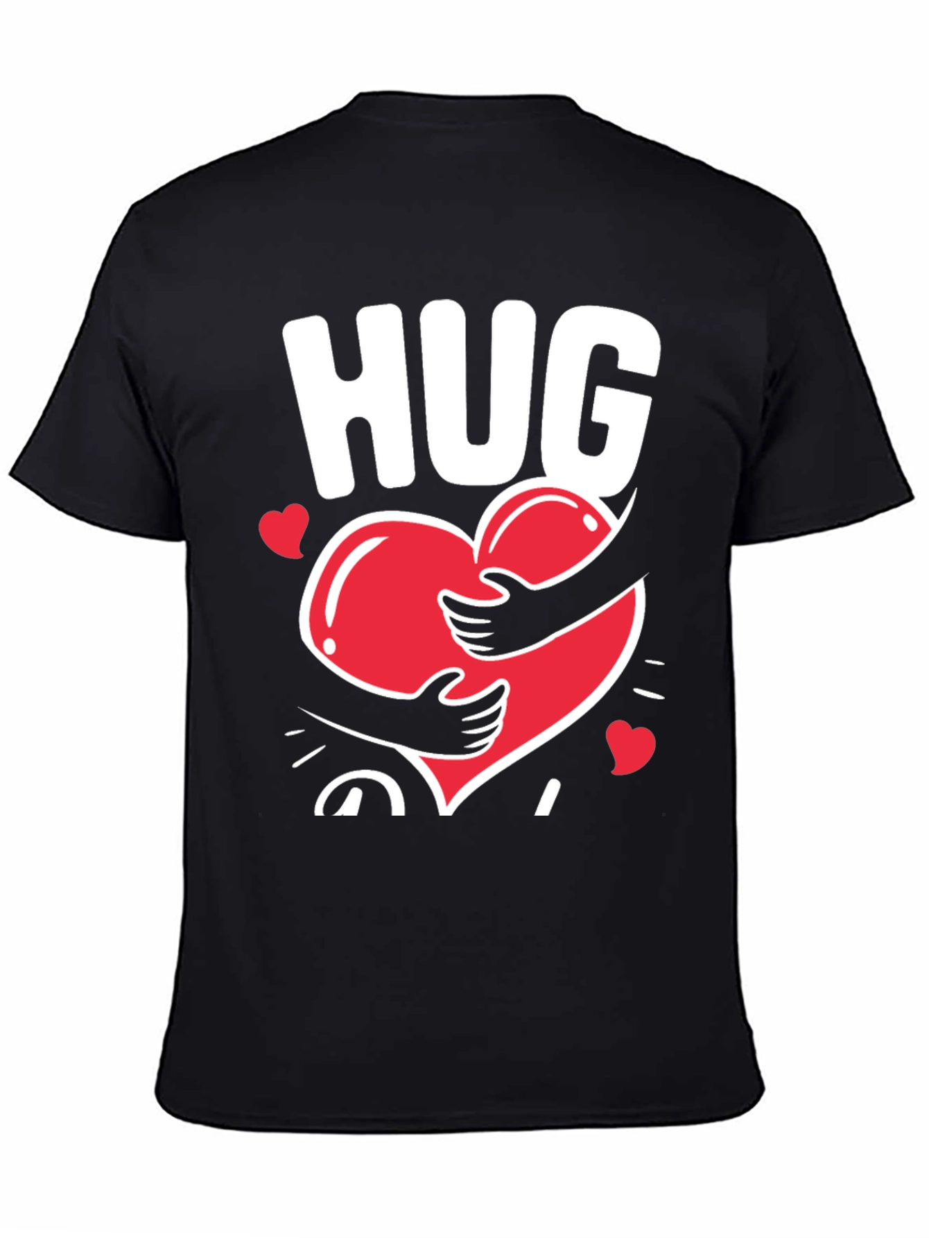 Black Hug Heart Graphic Tee - Black Casual T-Shirt view 4