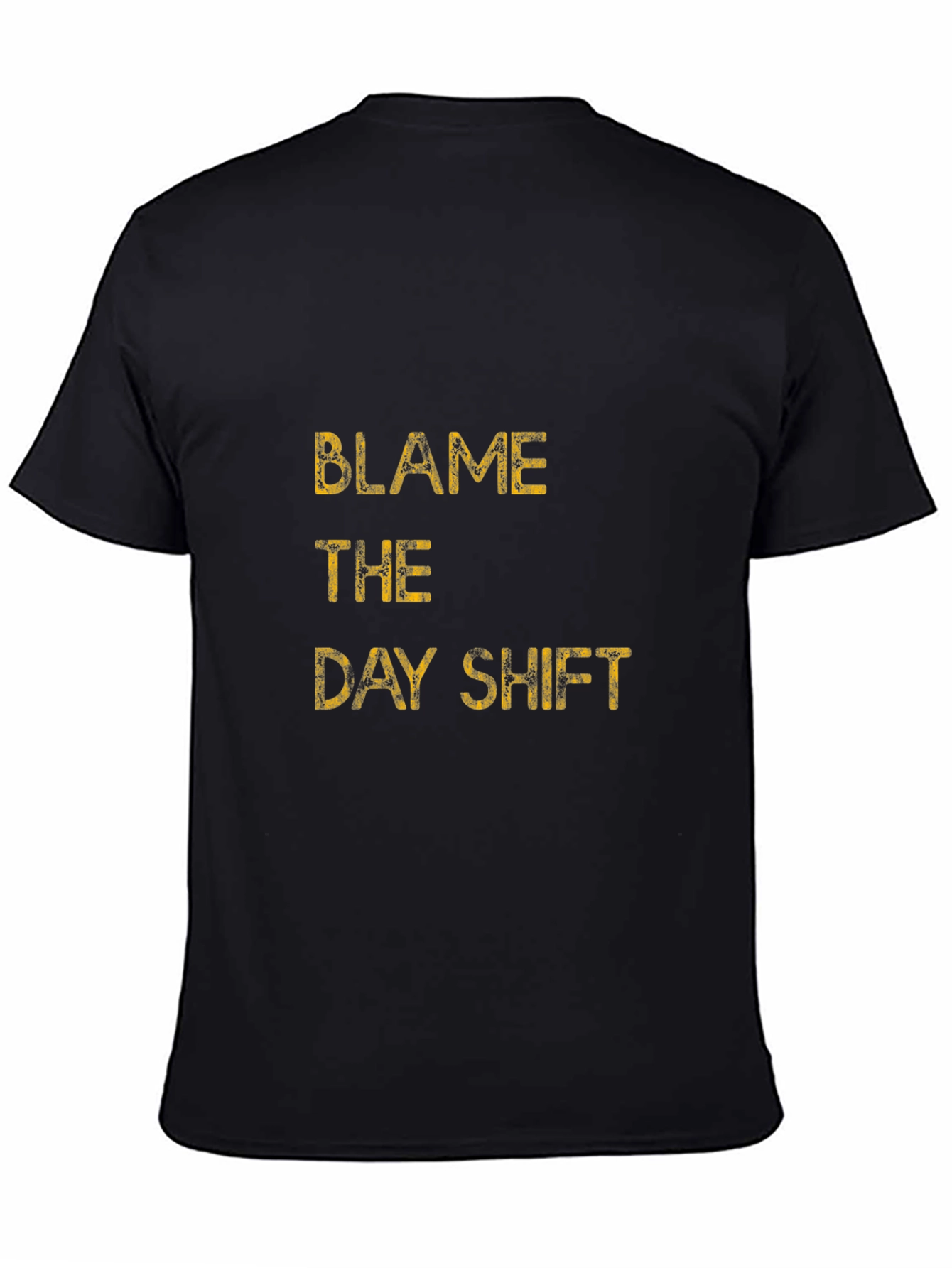 Black Blame the Day Shift Graphic Tee - Black Cotton T-Shirt view 4