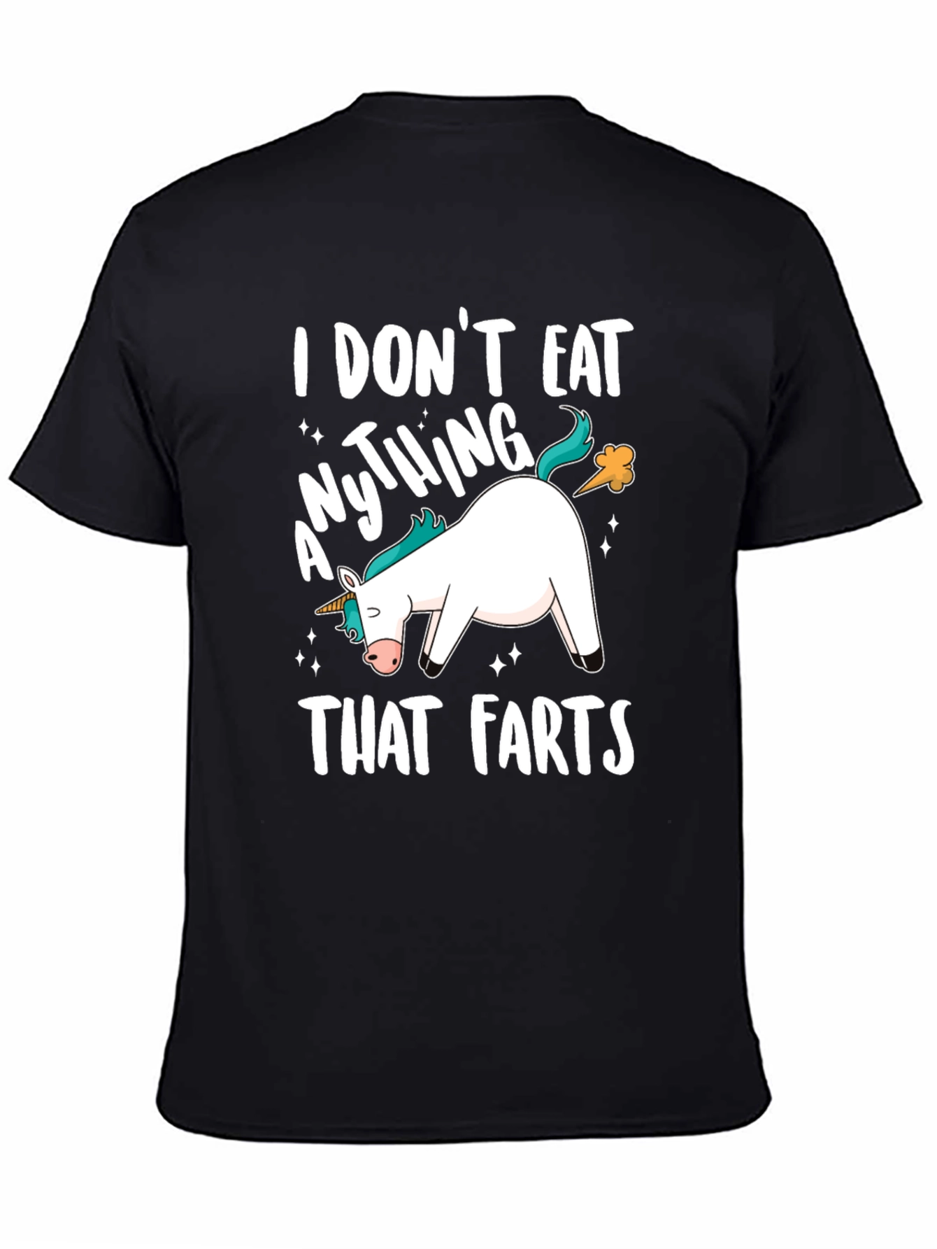 Black Funny Unicorn Fart T-Shirt view 4
