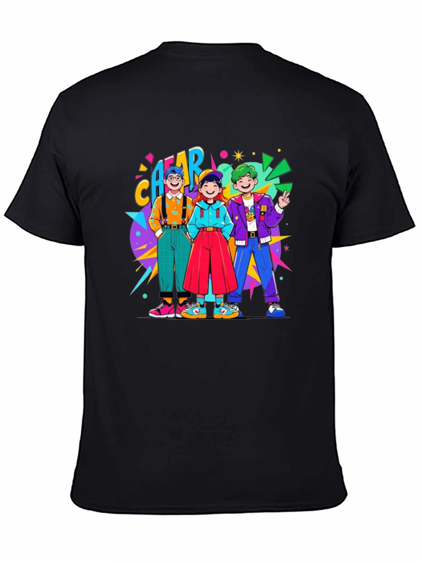 Black Retro Cartoon T-Shirt view 4