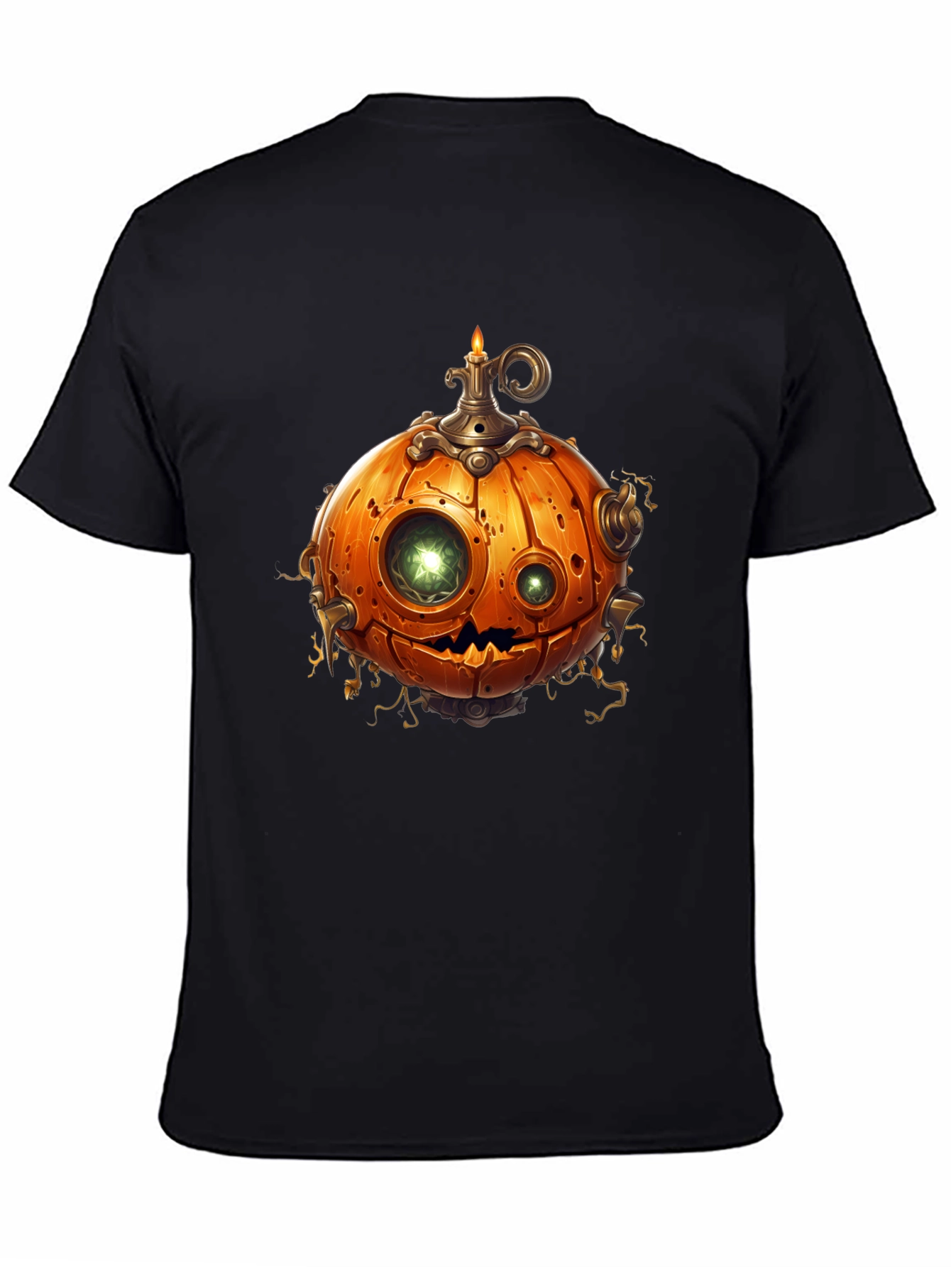 Black Steampunk Pumpkin T-Shirt - Halloween Style view 4