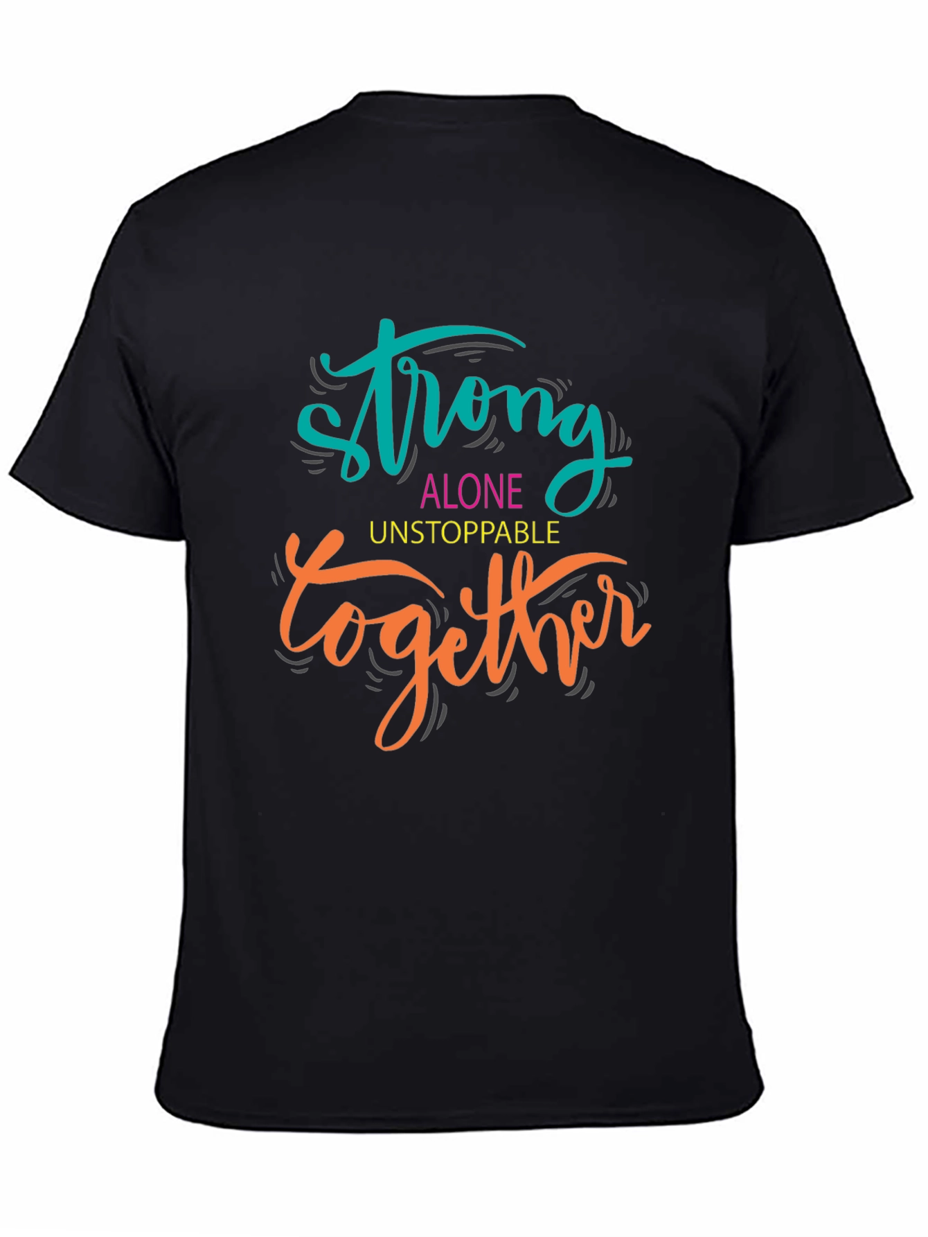 Black Motivational Strong Together Graphic Tee view 4