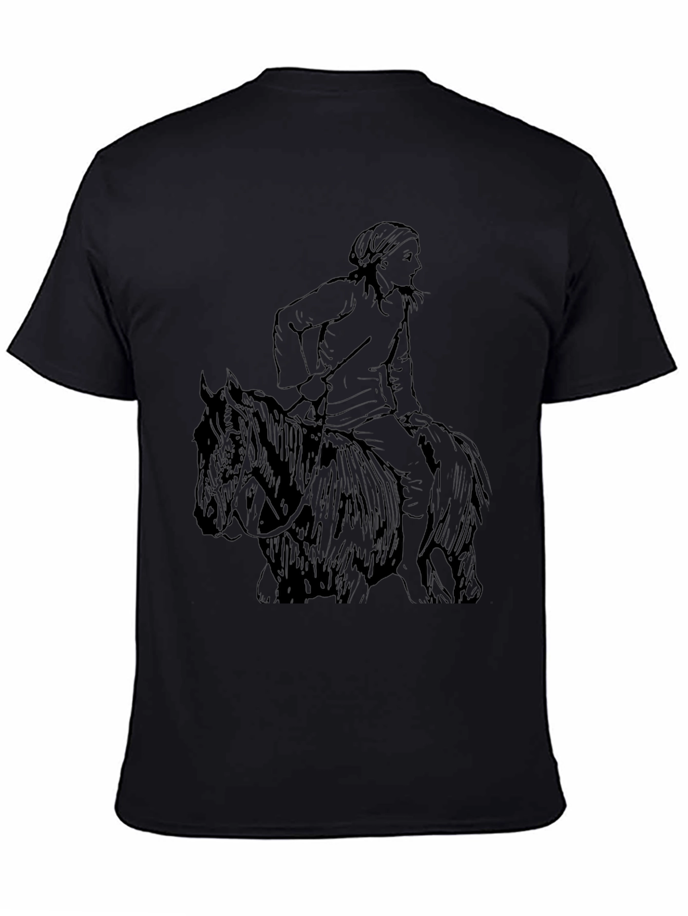 Black T-Shirt with Equestrian Graphic Tee - 4