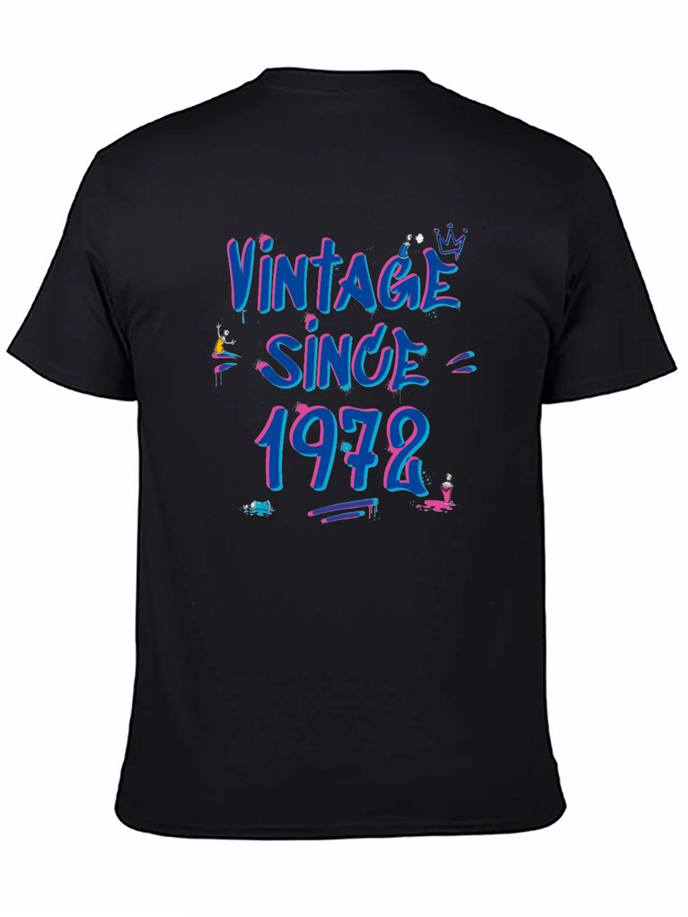 Black Vintage Since 1972 Graphic T-Shirt - Retro Birthday Tee view 4