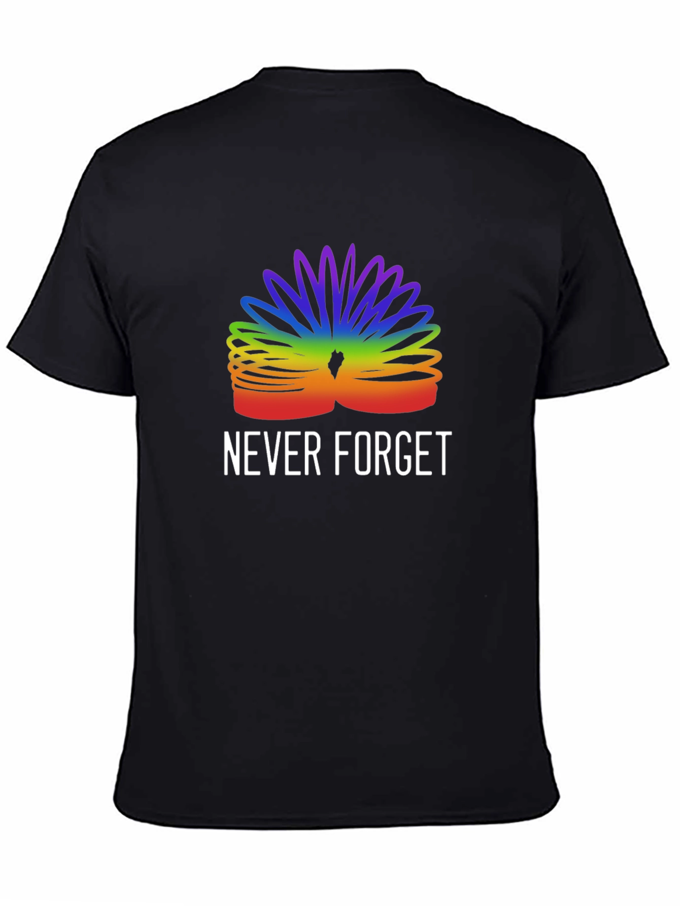 Black Rainbow Slinky Never Forget Tee view 4