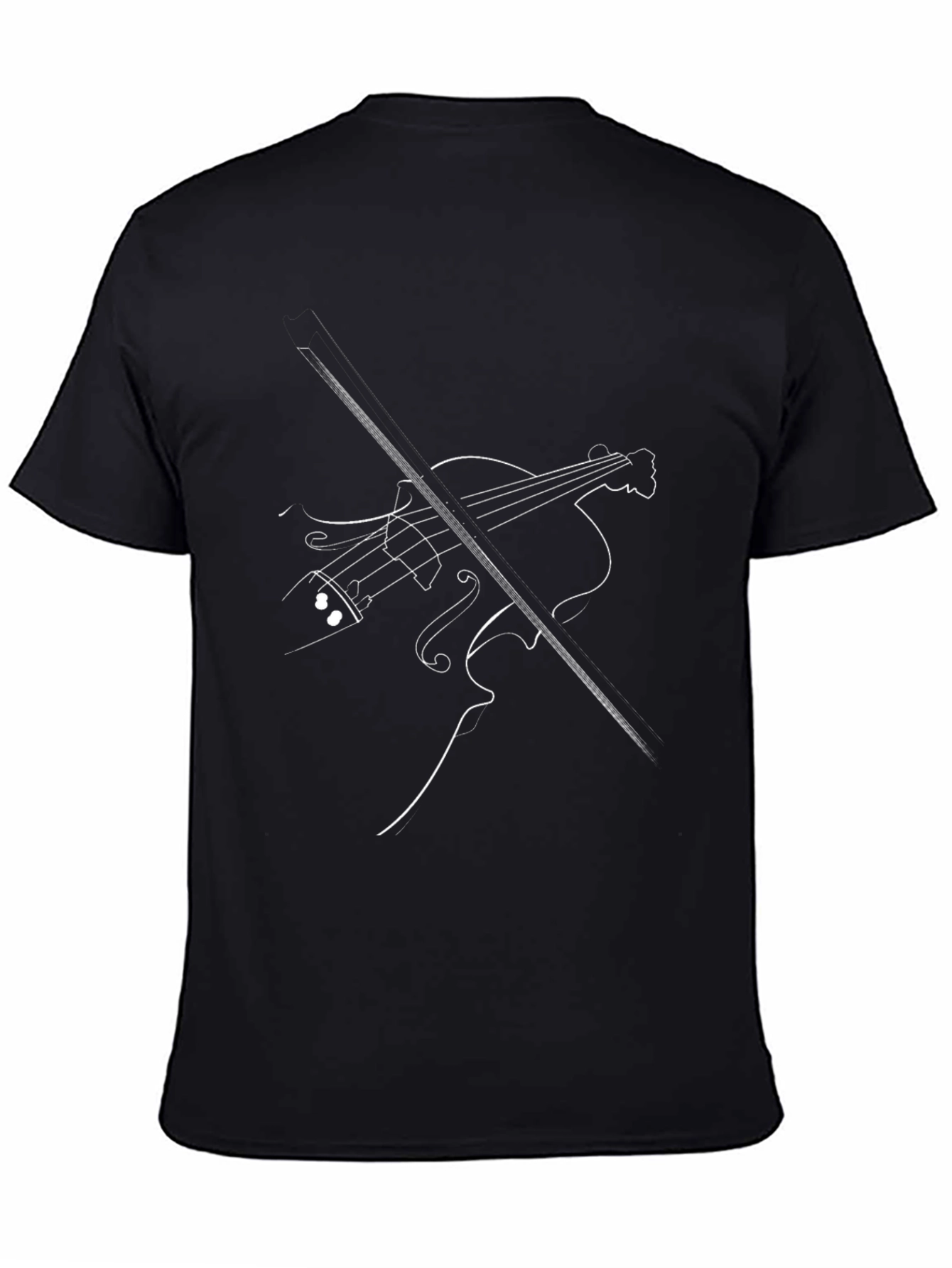 Black Abstract Cello Graphic Tee - Black Cotton T-Shirt view 4
