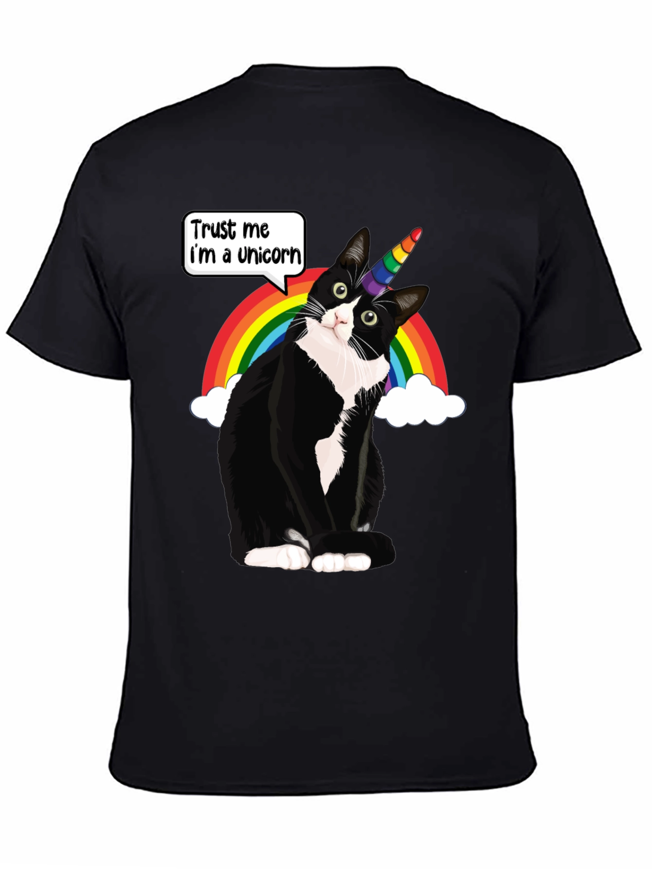 Black Unicorn Cat T-Shirt - Trust Me I'm a Unicorn view 4