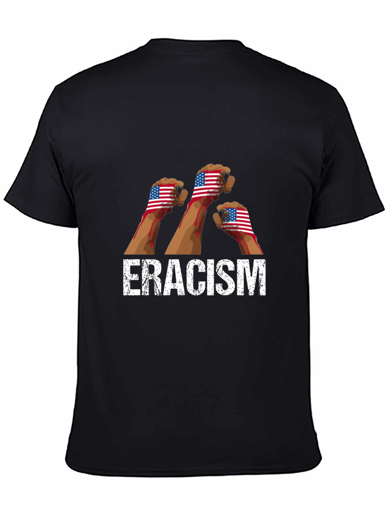 Black Eradicate Racism Graphic T-Shirt view 4