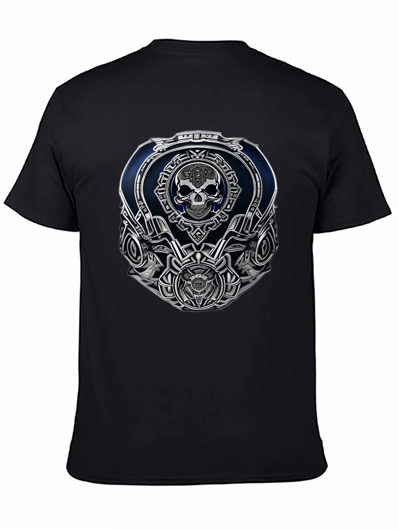 Black Skull Emblem Graphic Tee - Black Casual Wear view 4