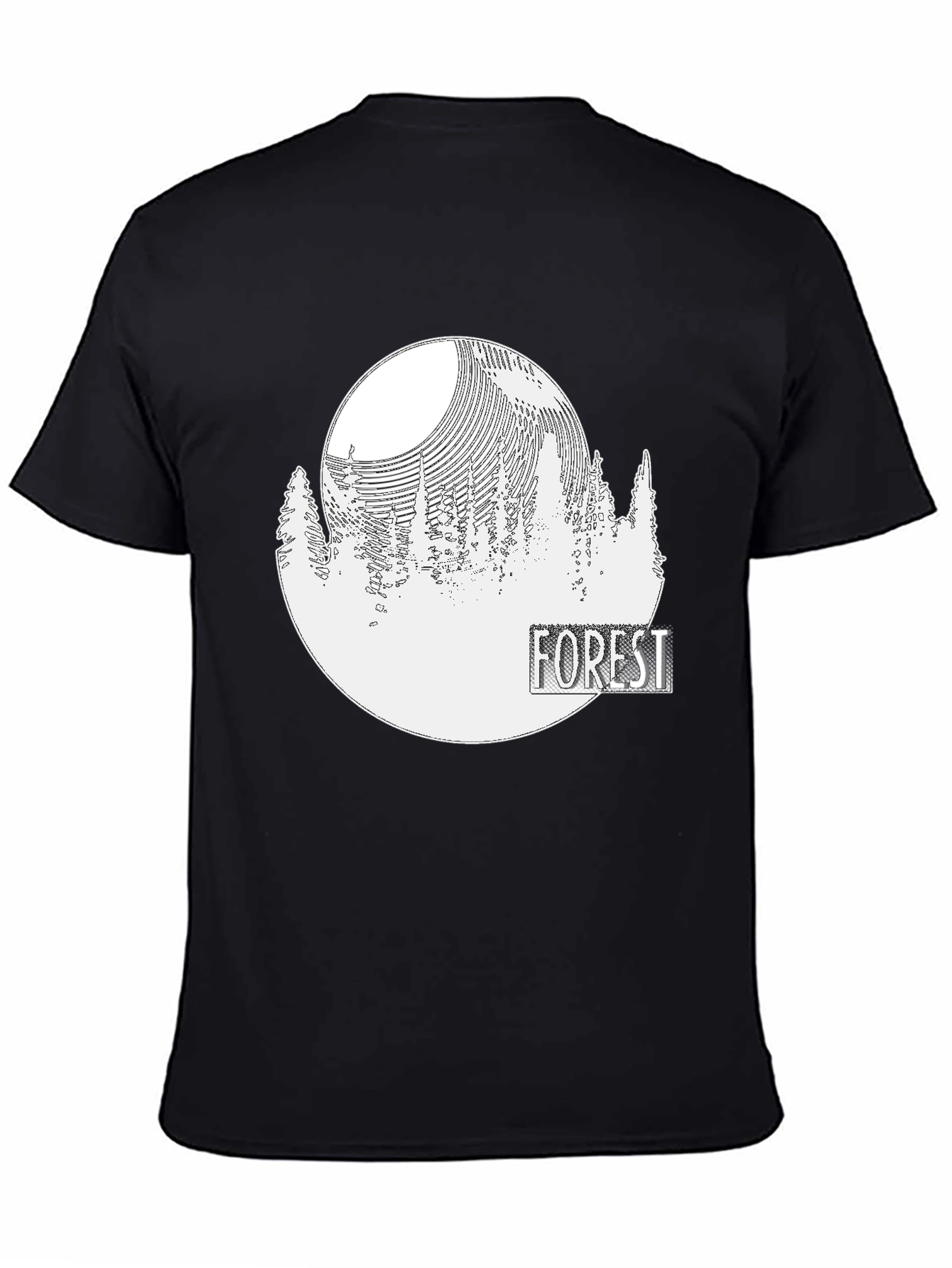 Black Men's Forest Graphic Print Crew Neck T-Shirt view 4