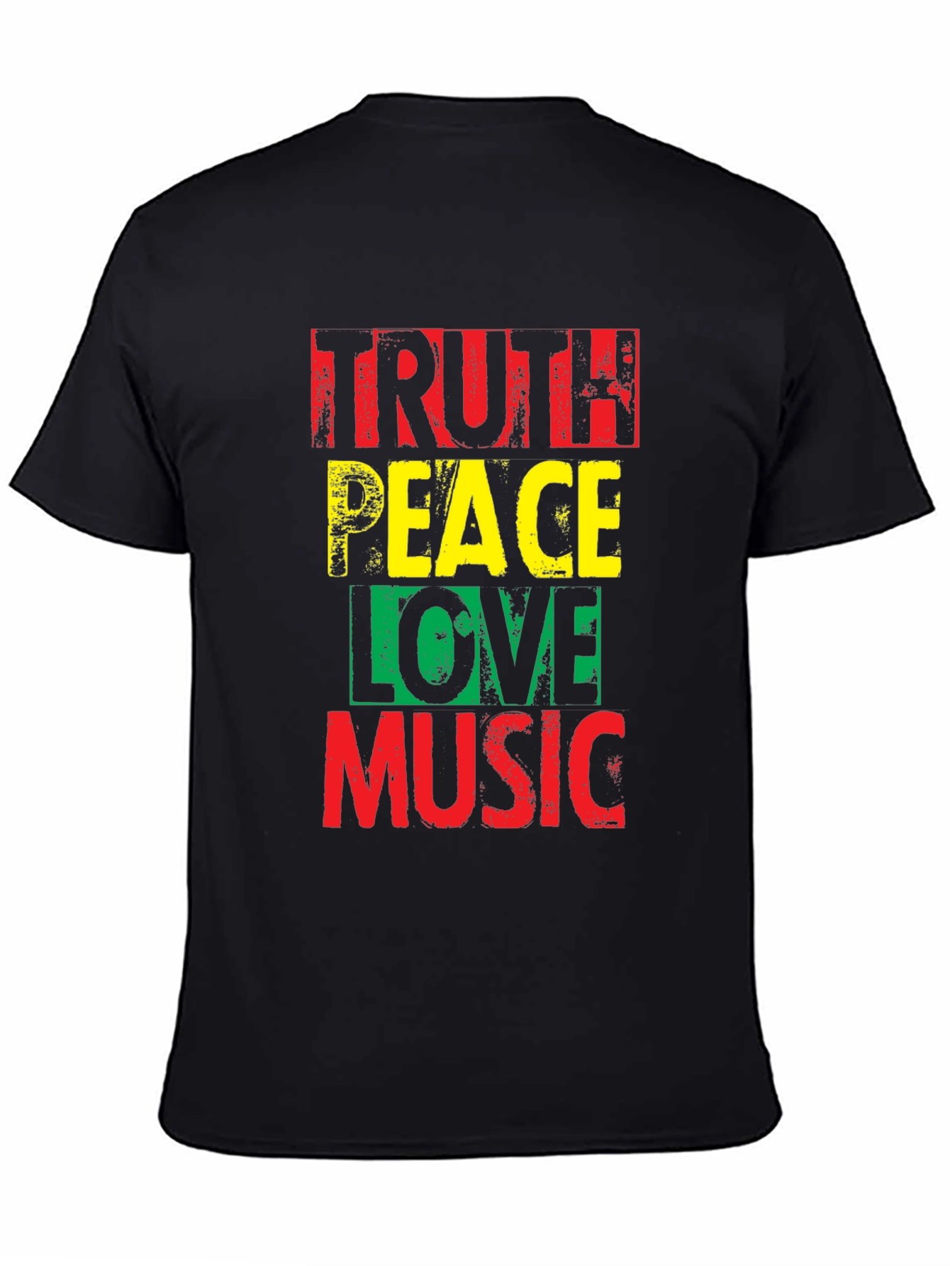 Black Truth Peace Love Music Graphic T-Shirt view 4
