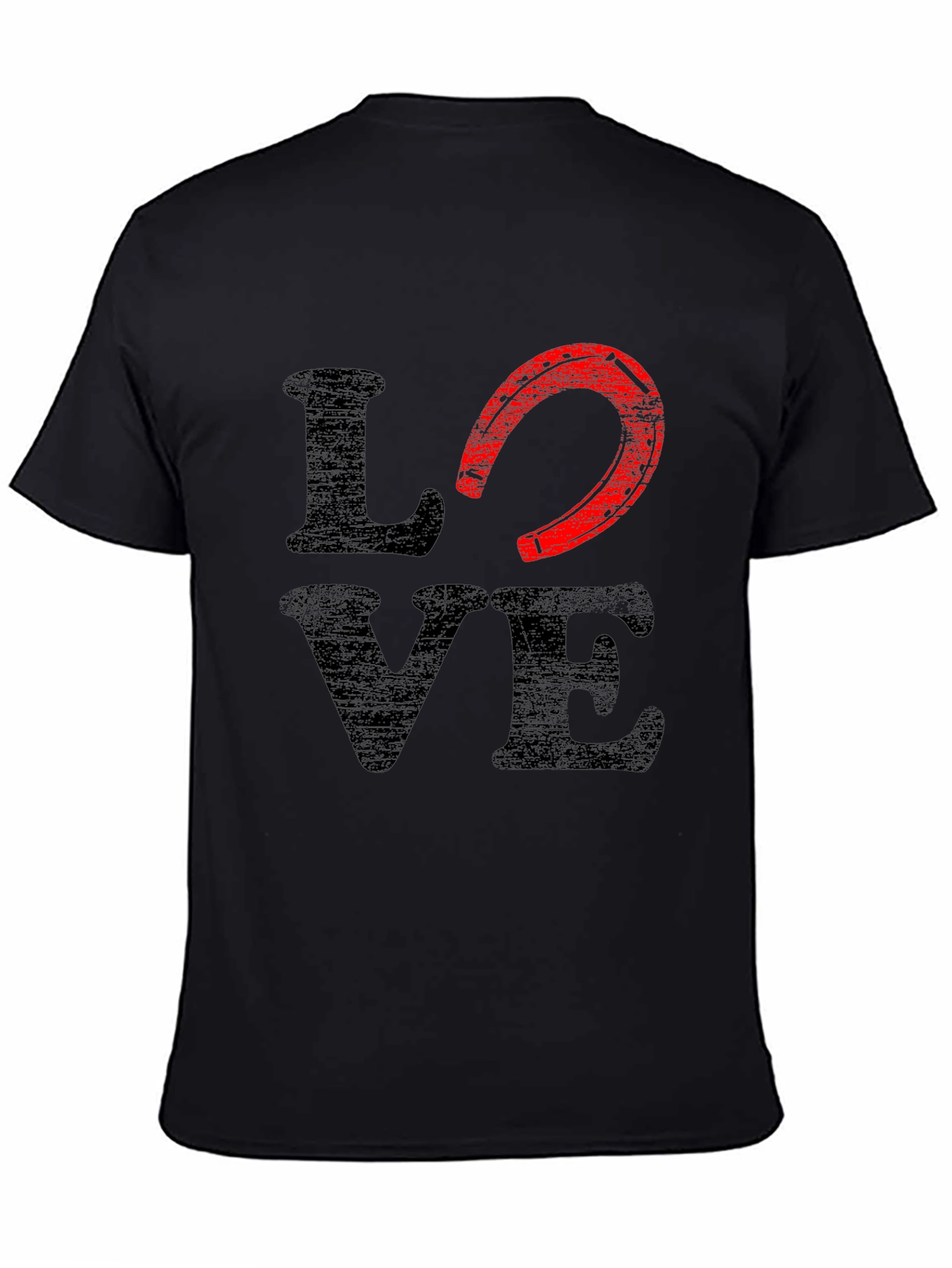 Black Love Horseshoe Graphic Tee - Black Cotton Blend view 4
