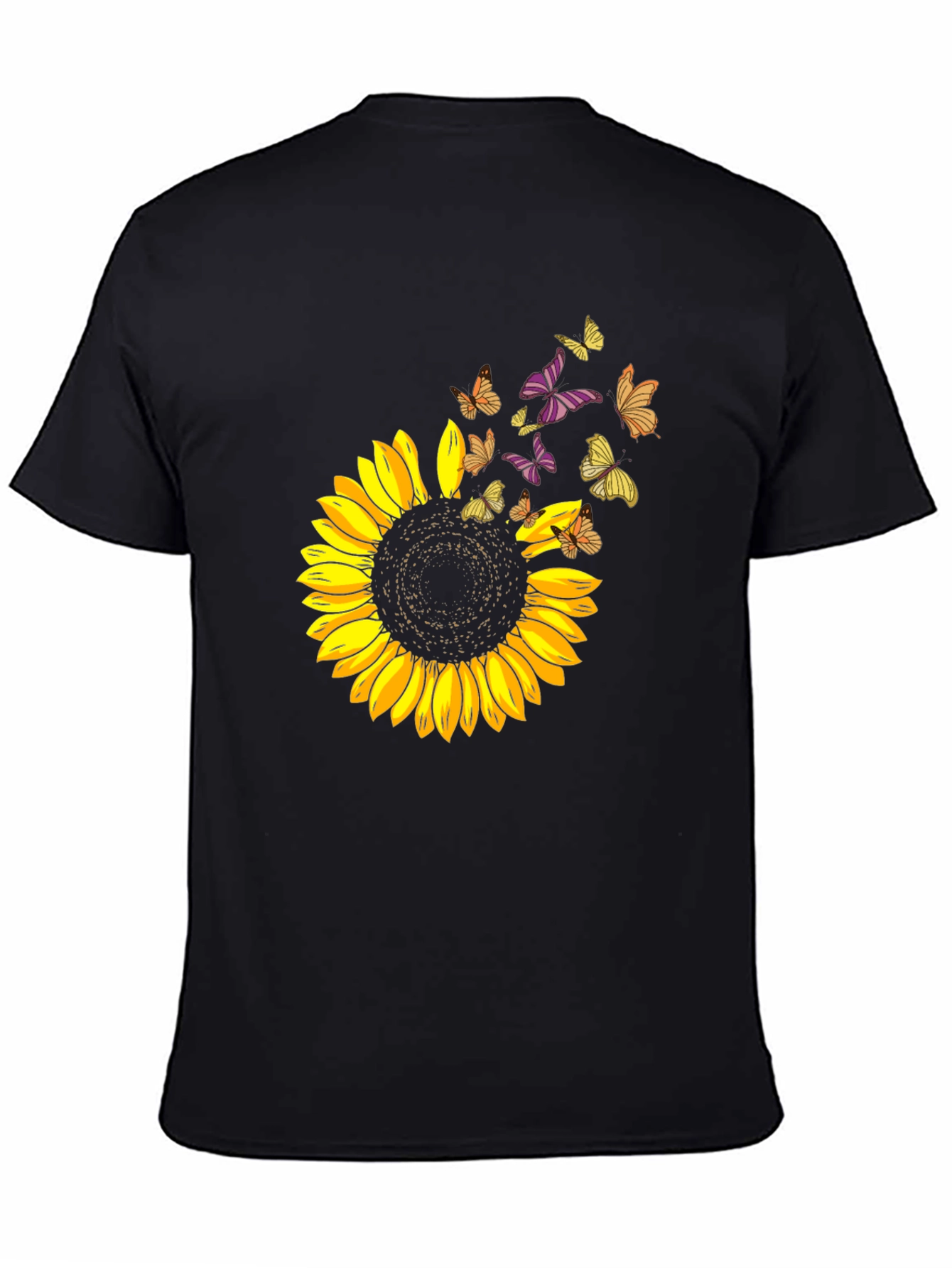 Black Sunflower Butterfly Graphic Tee view 4