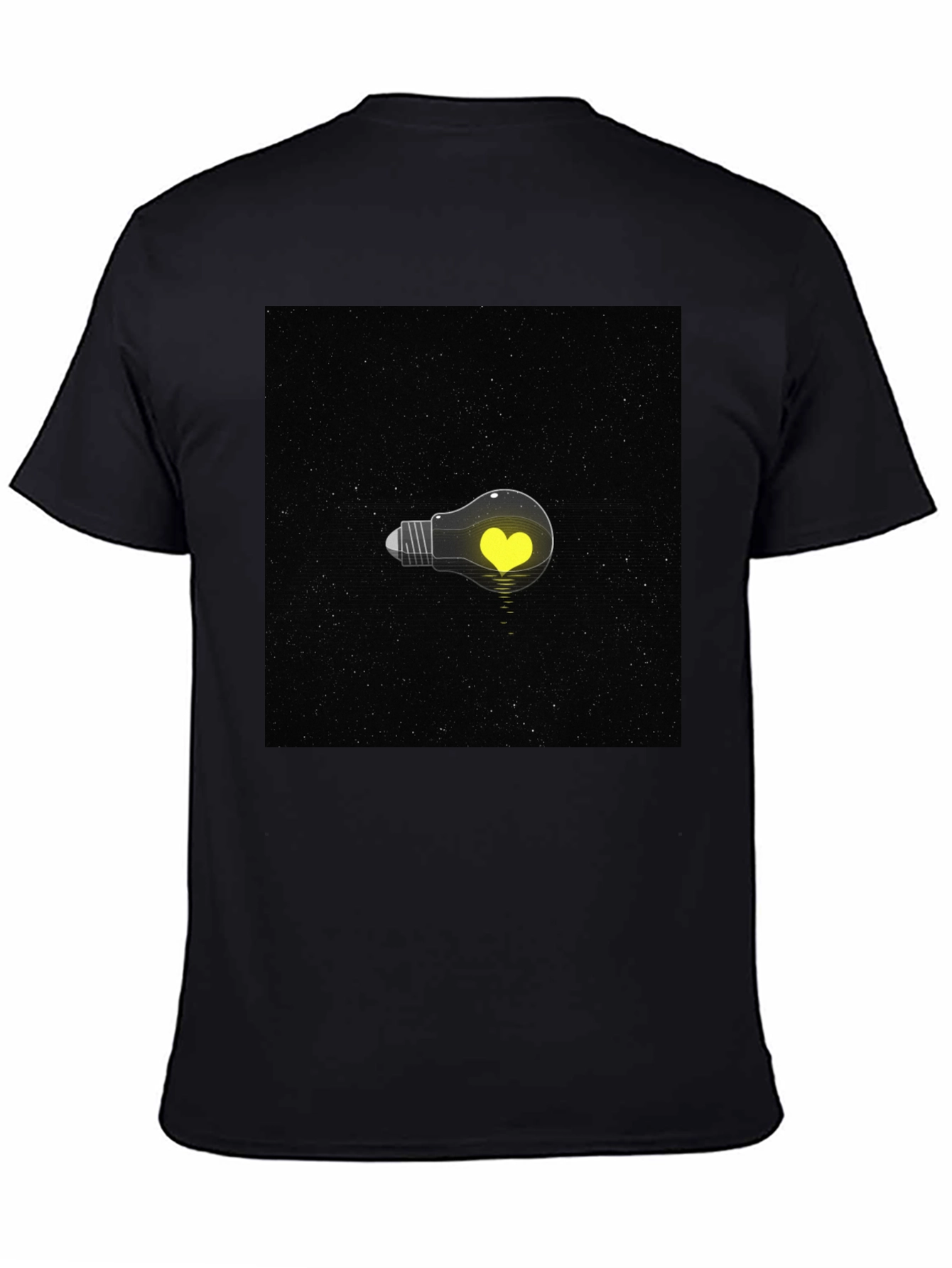Black Heart Lightbulb T-Shirt - Black Graphic Tee view 4