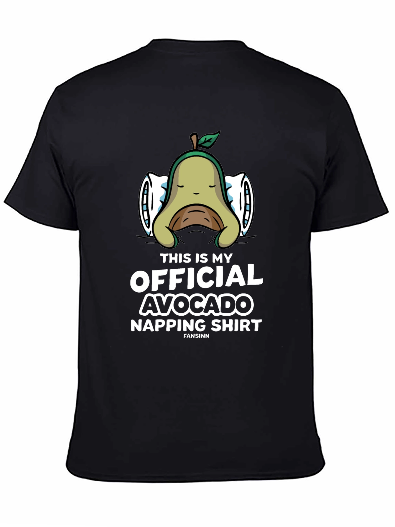 Black Avocado Napping T-Shirt - Funny Sleep Shirt view 4
