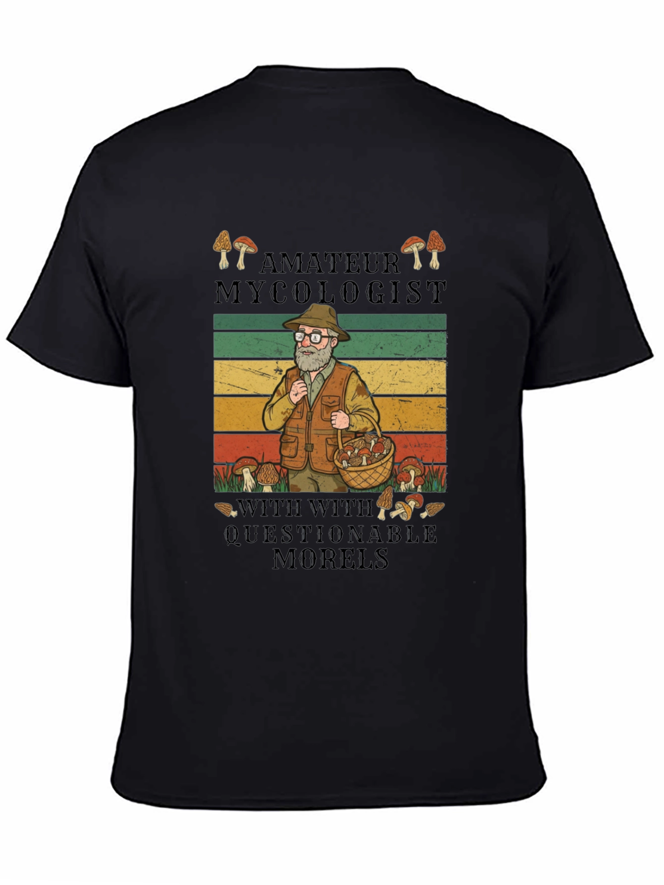 Black Amateur Mycologist T-Shirt - Questionable Morels view 4