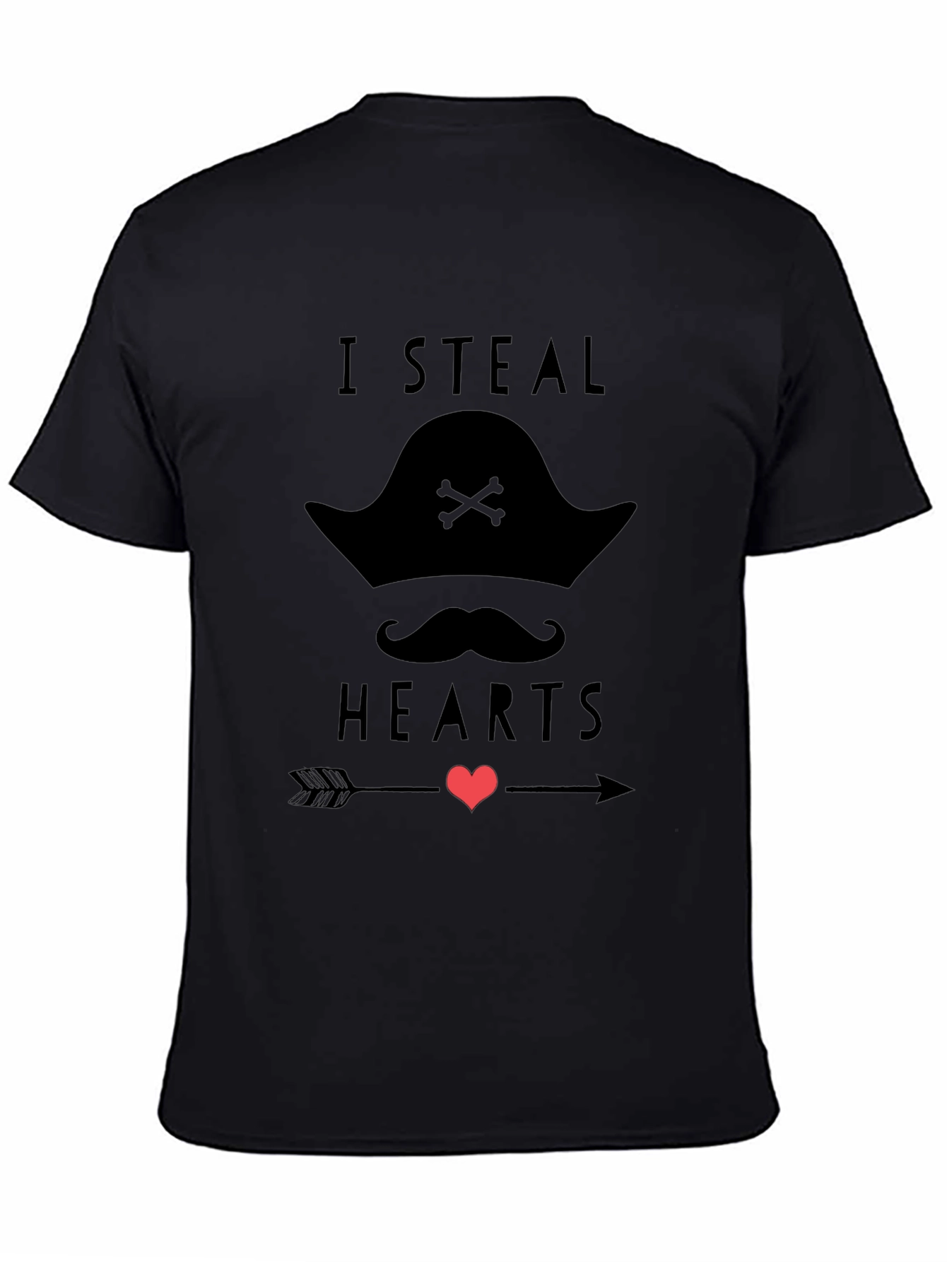 Black I Steal Hearts Pirate Graphic T-Shirt view 4
