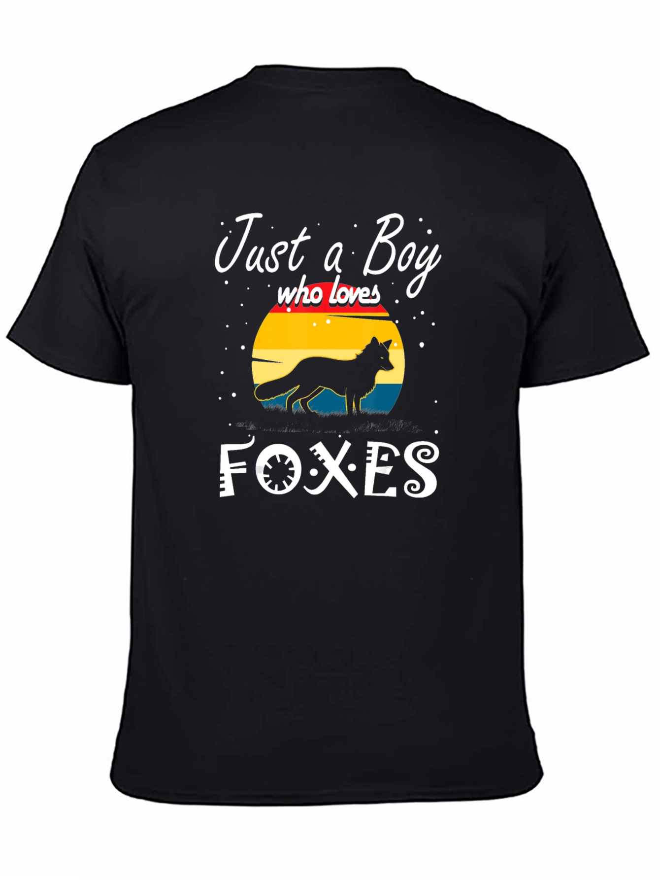 Black Just a Boy Who Loves Foxes T-Shirt view 4