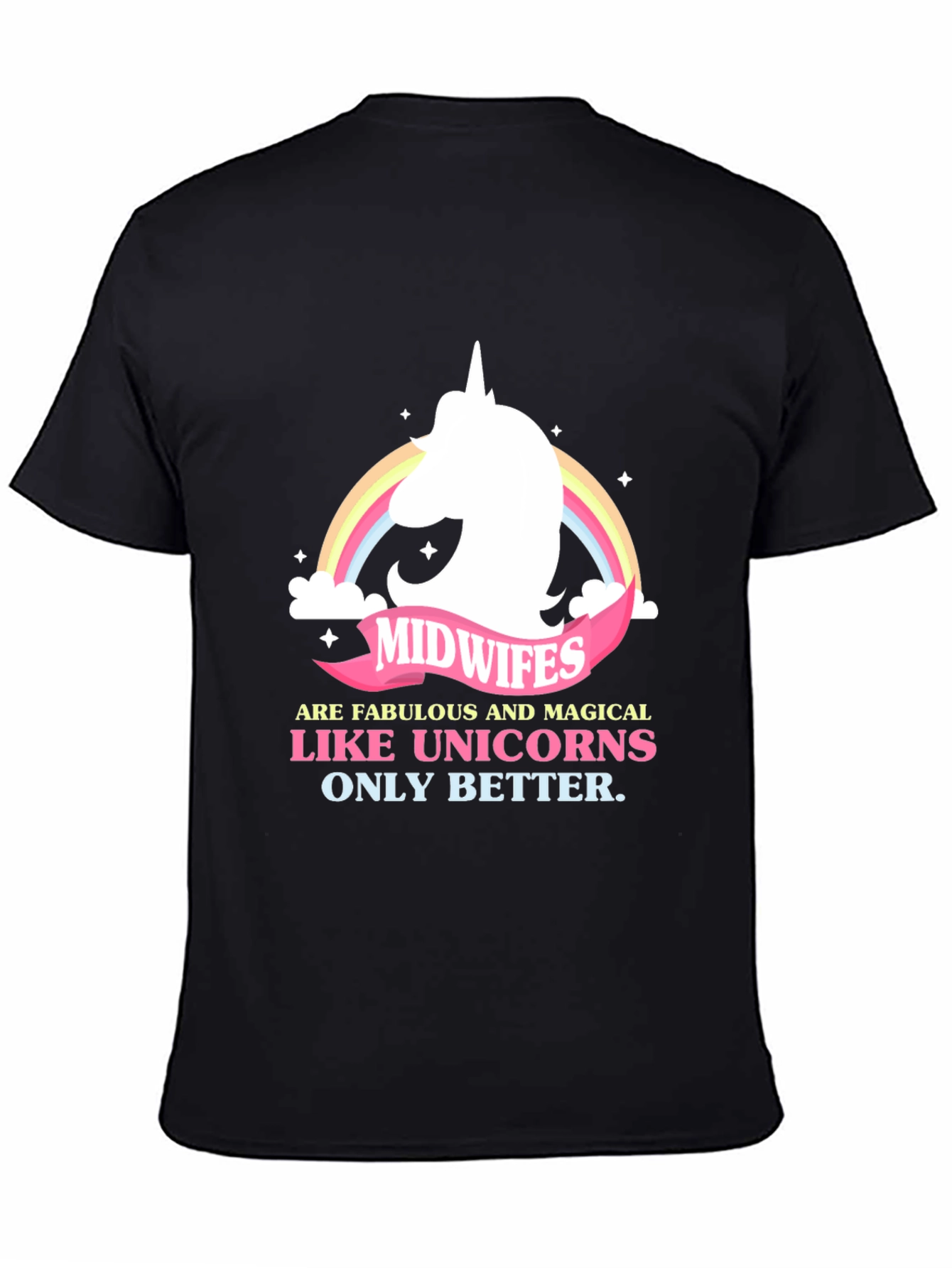 Black Magical Midwives Unicorn T-Shirt view 4