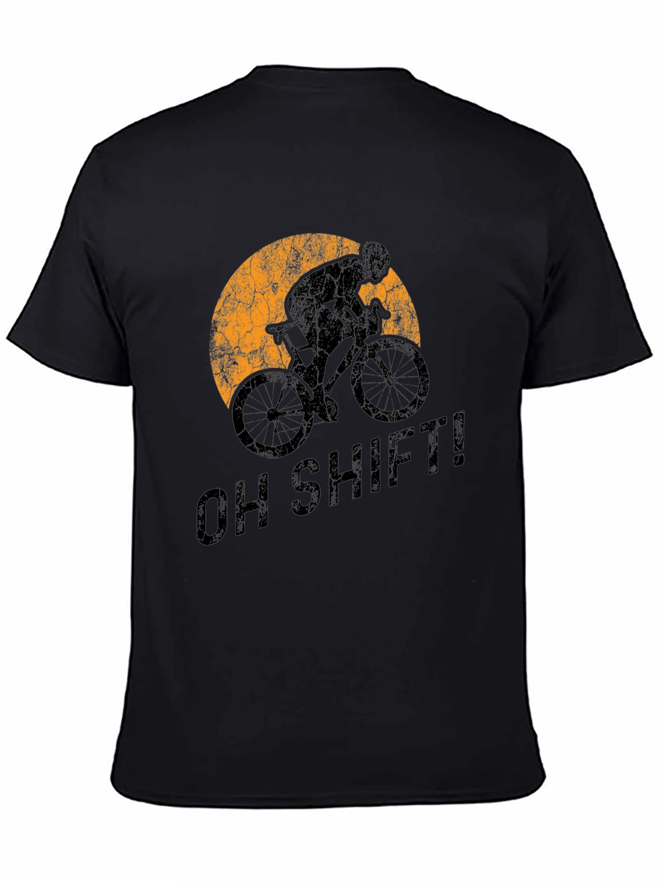 Black Oh Shift! Cycling T-Shirt - Sporty Graphic Tee view 4