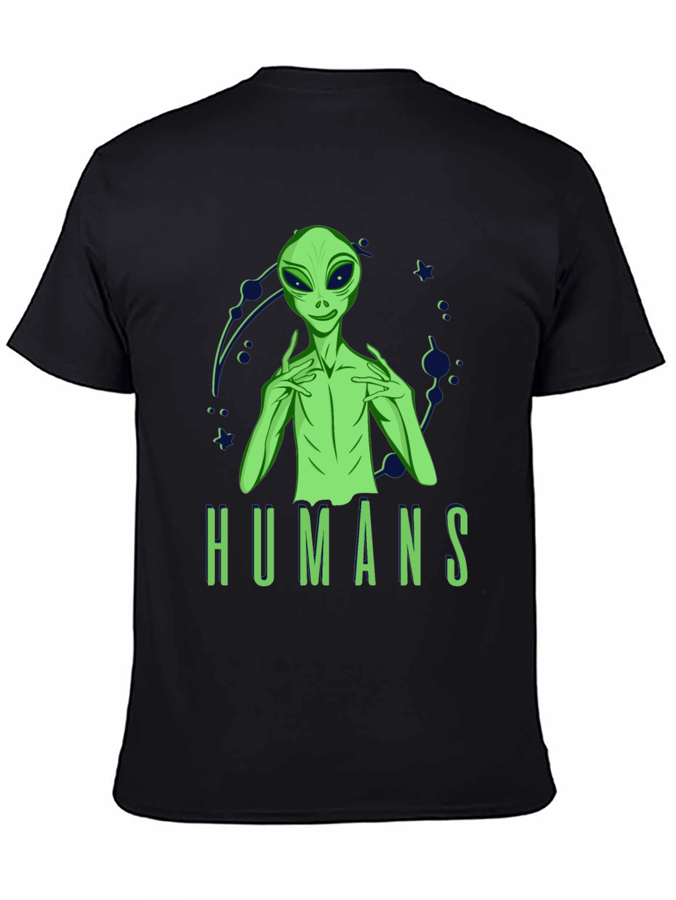 Black Alien 'Humans' Graphic Tee - Men's Black T-Shirt view 4
