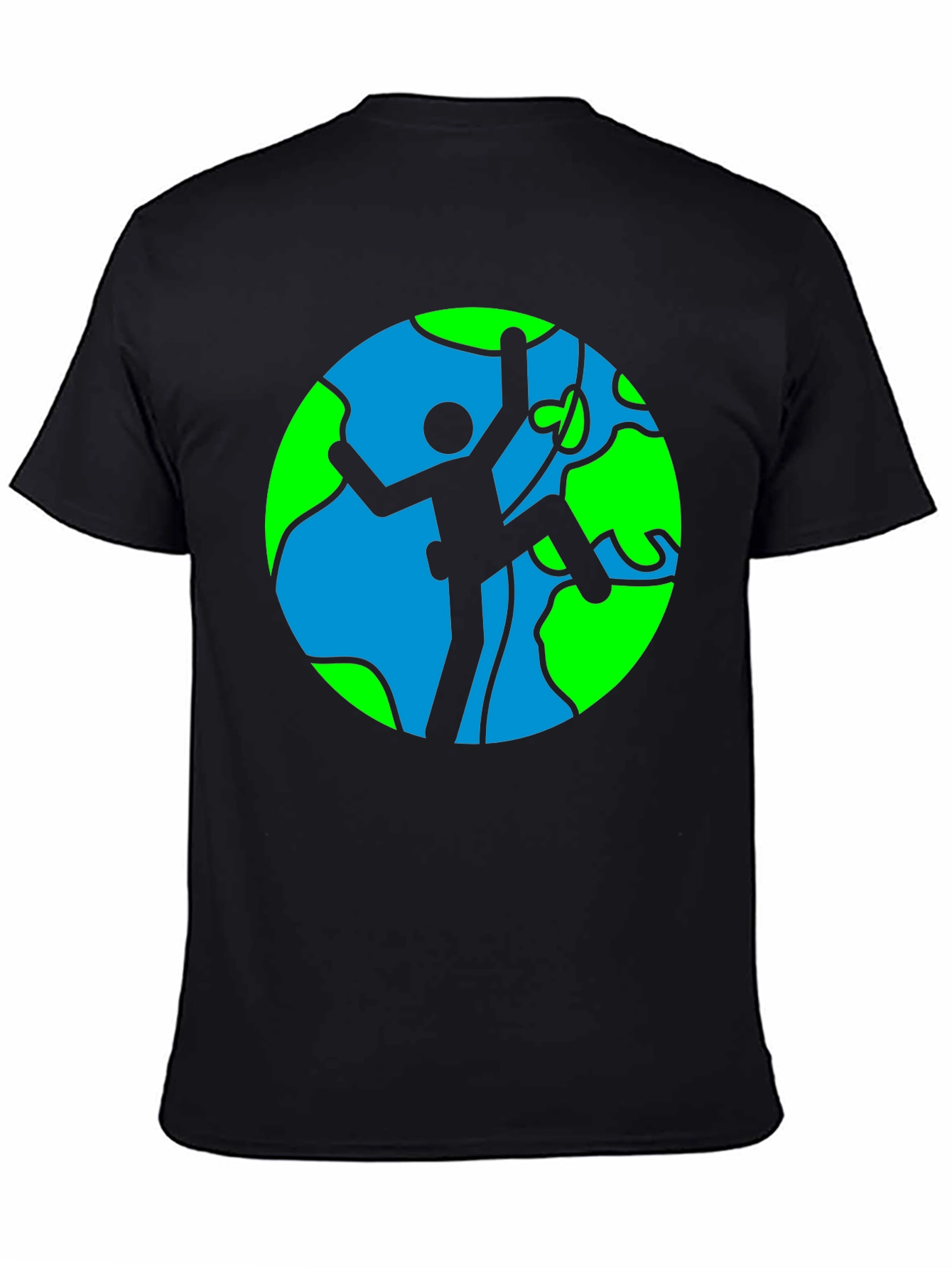 Black Climber Earth Graphic Tee - Black Cotton T-Shirt view 4