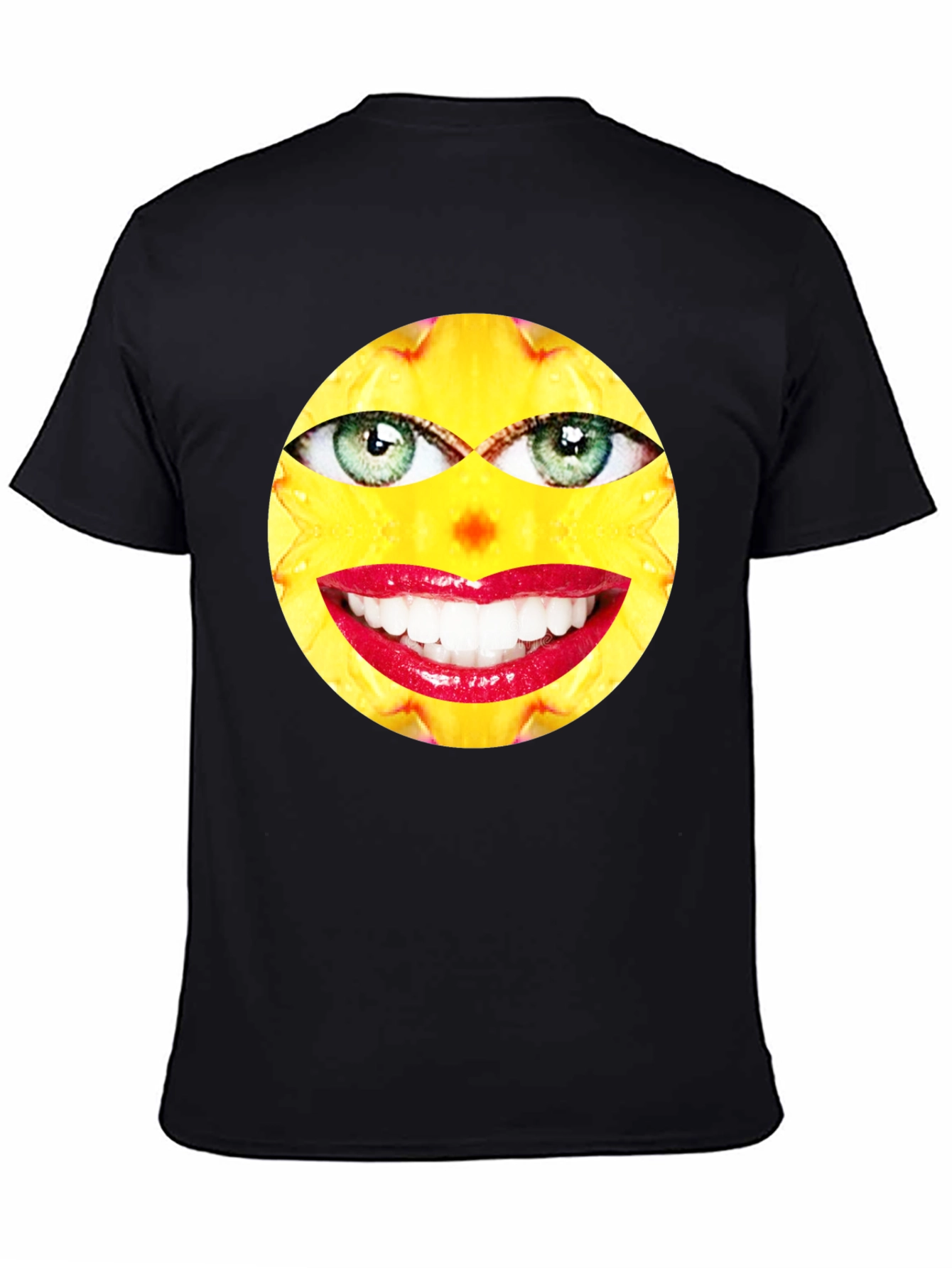 Black Funny Face Graphic Print Black T-Shirt view 4