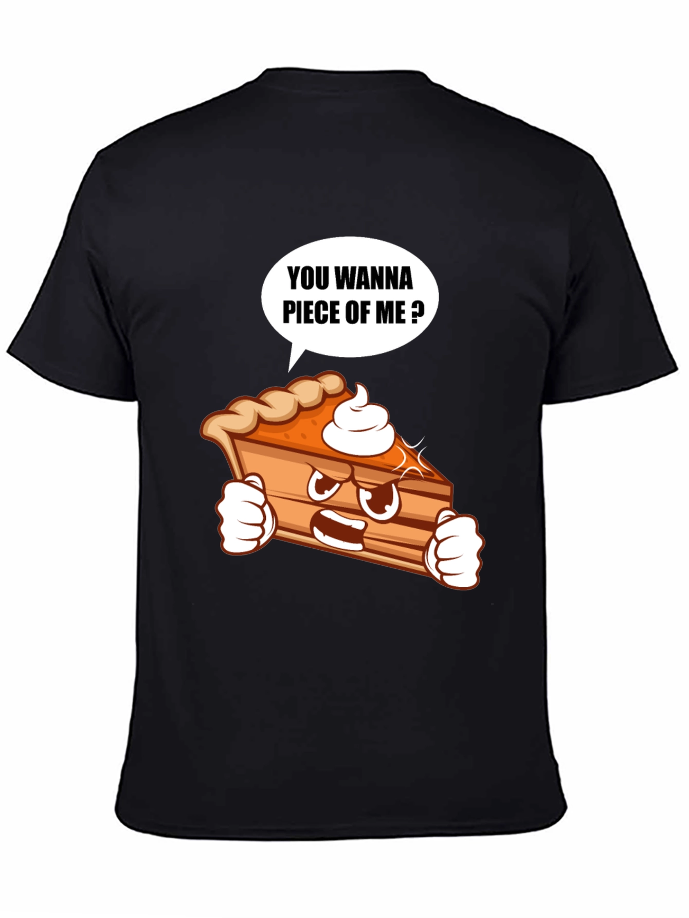 Black Funny Pie Slice Cartoon Graphic T-Shirt view 4
