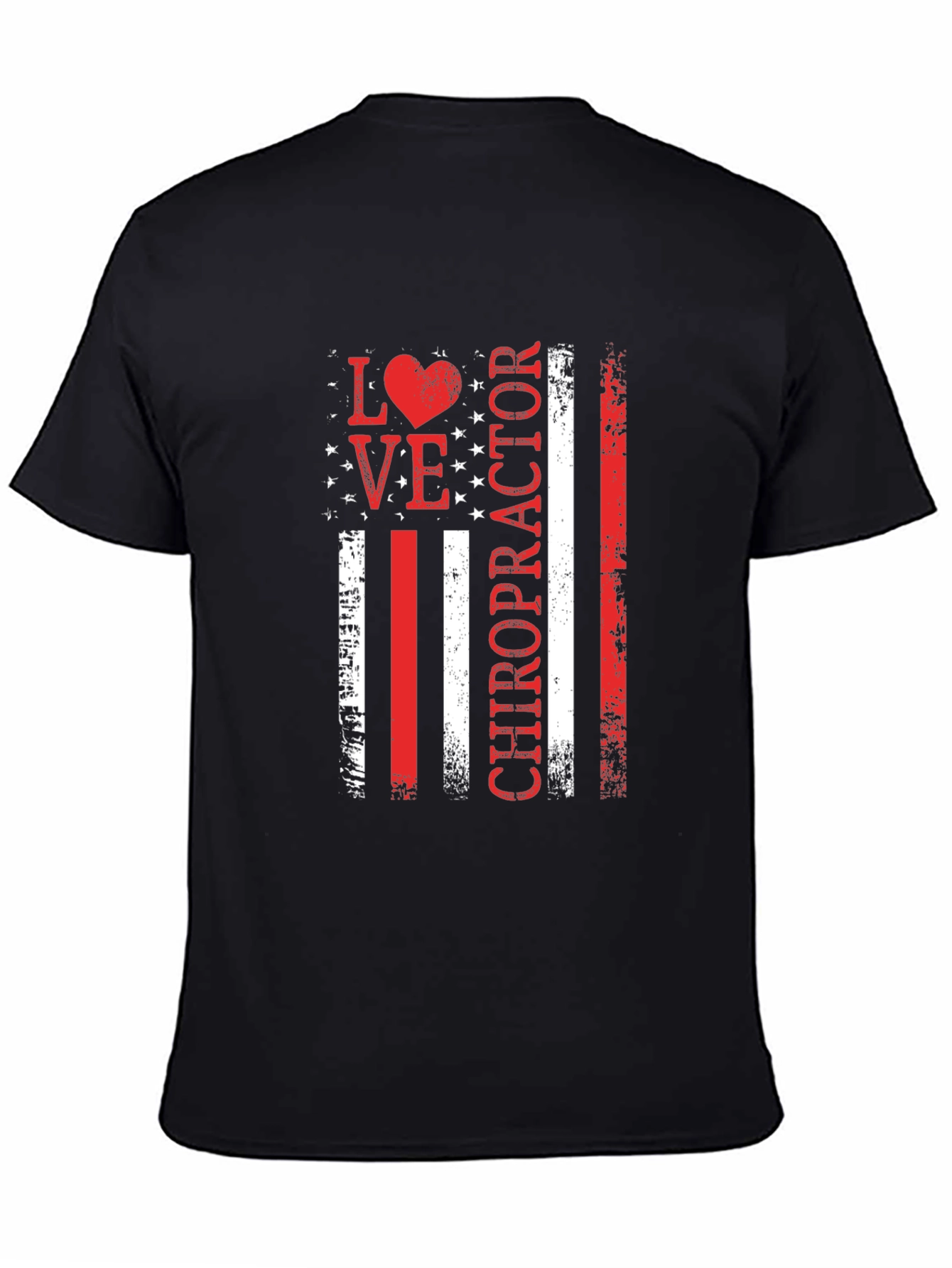 Black Love Chiropractor American Flag Style T-Shirt view 4