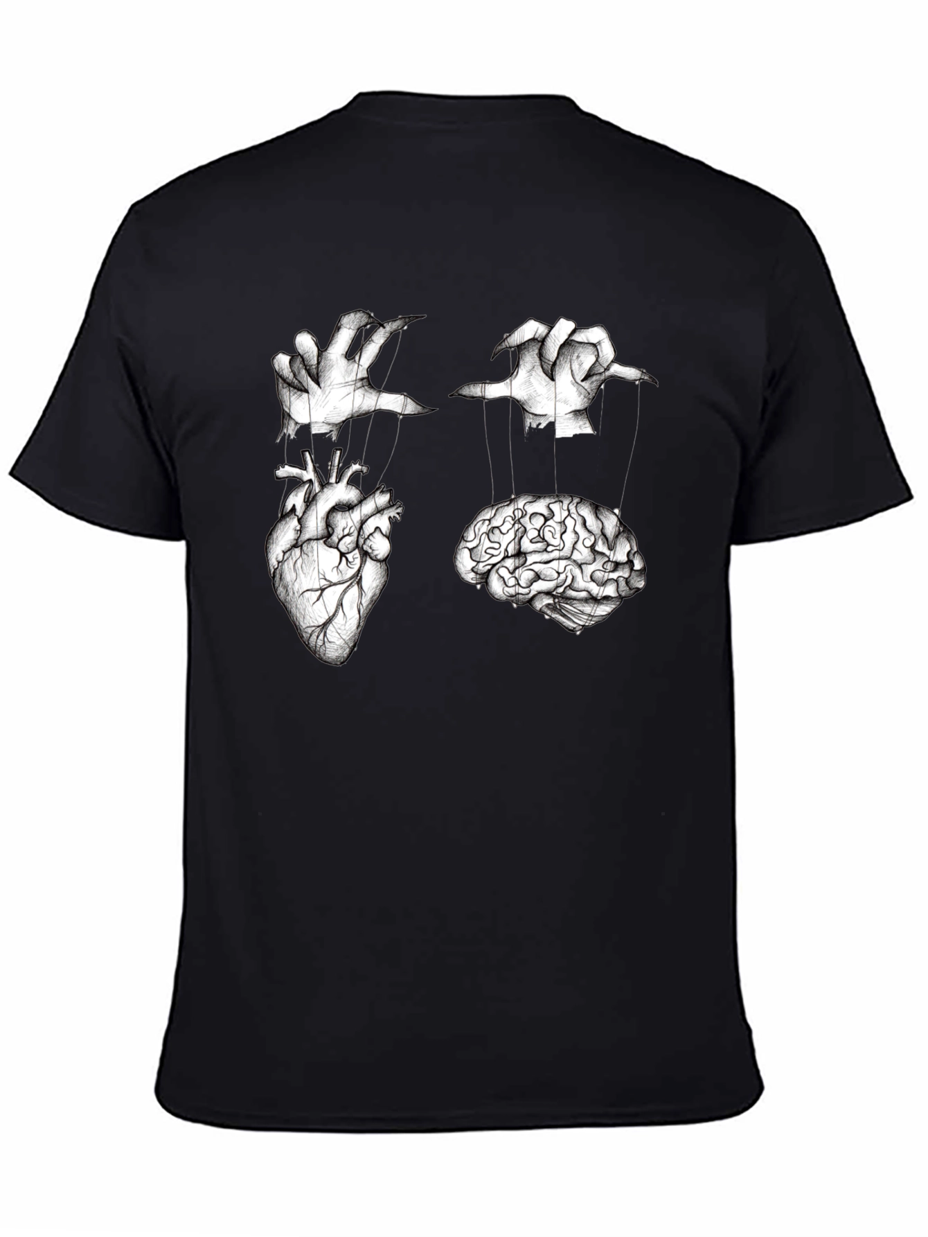 Black Brain & Heart Marionette T-Shirt view 4