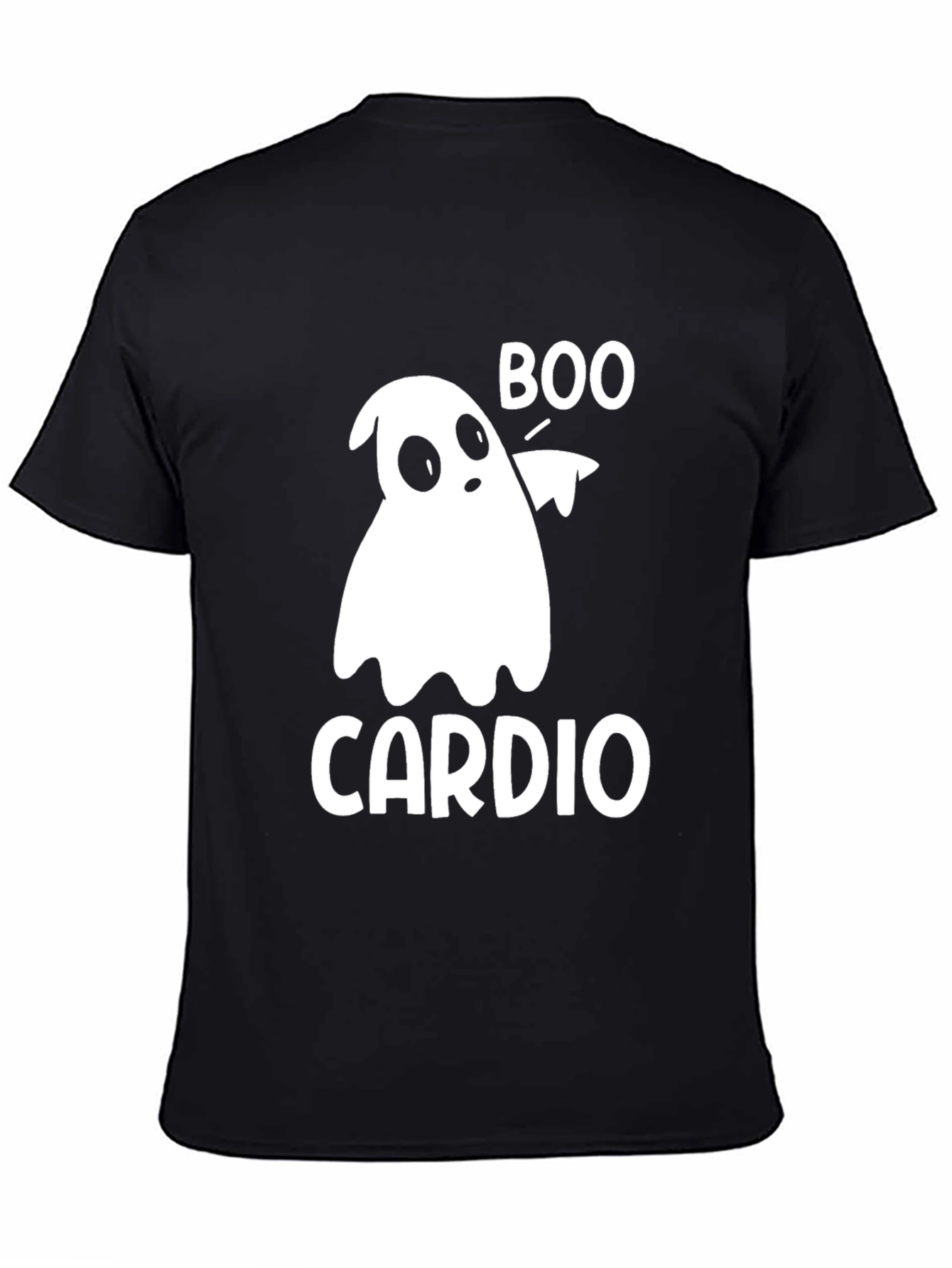 Black Boo Cardio Ghost T-Shirt - Funny Halloween Workout Tee view 4