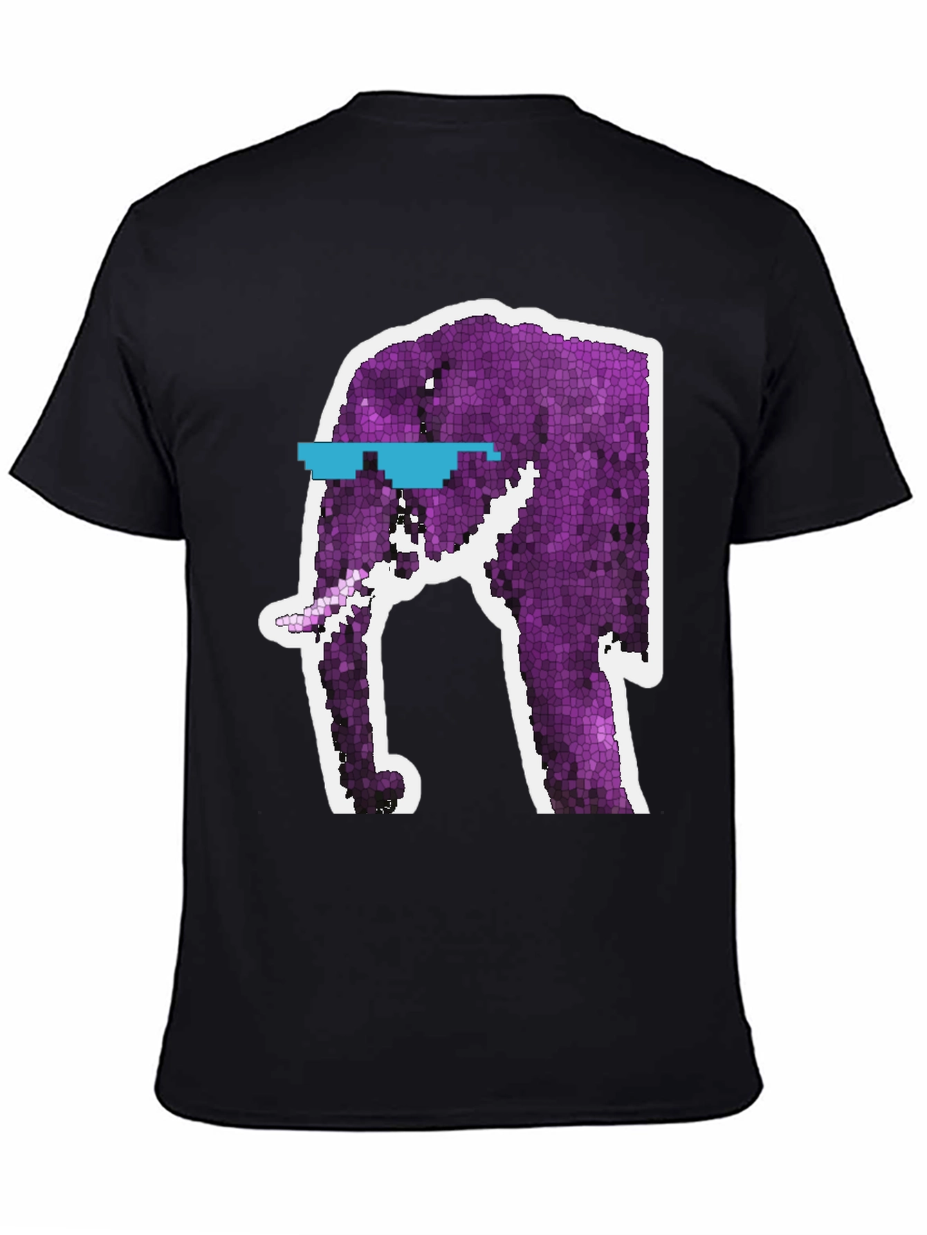 Black Cool Elephant Graphic Tee - Black Cotton T-Shirt view 4