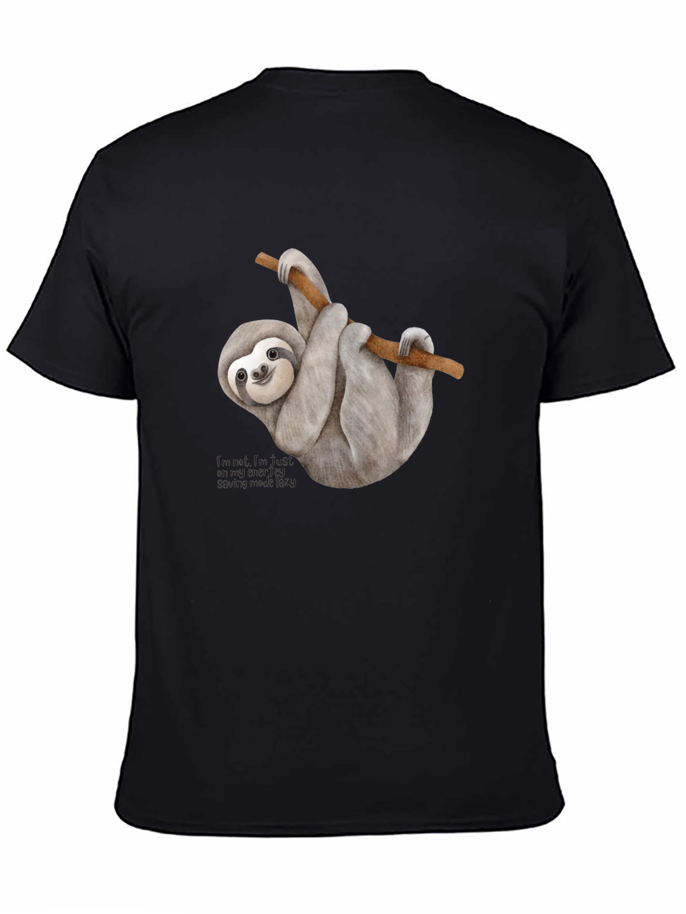 Black Sloth Graphic T-Shirt - Black Crew Neck Tee view 4