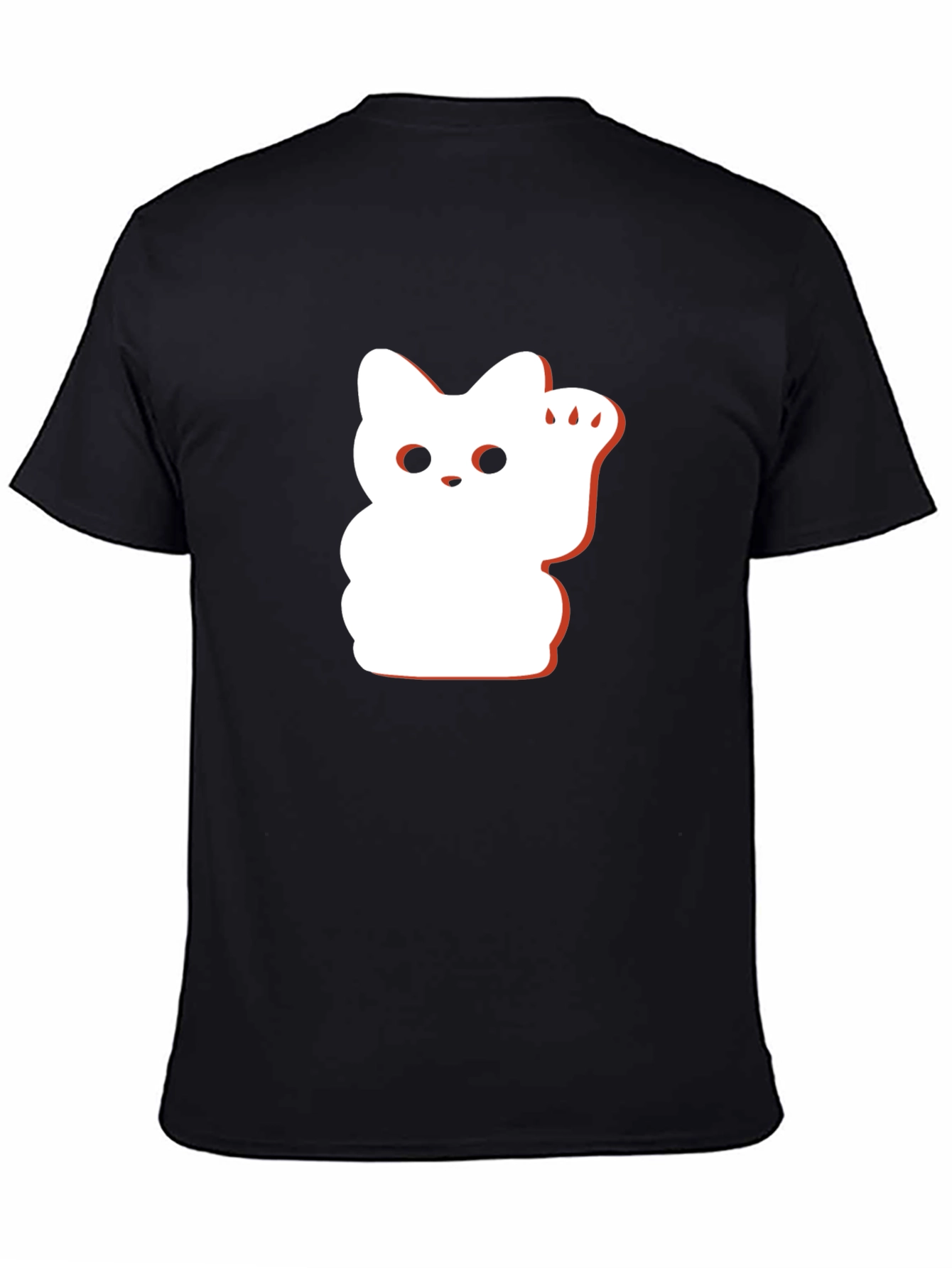 Black Lucky Cat Graphic Tee - Black Cotton Blend view 4