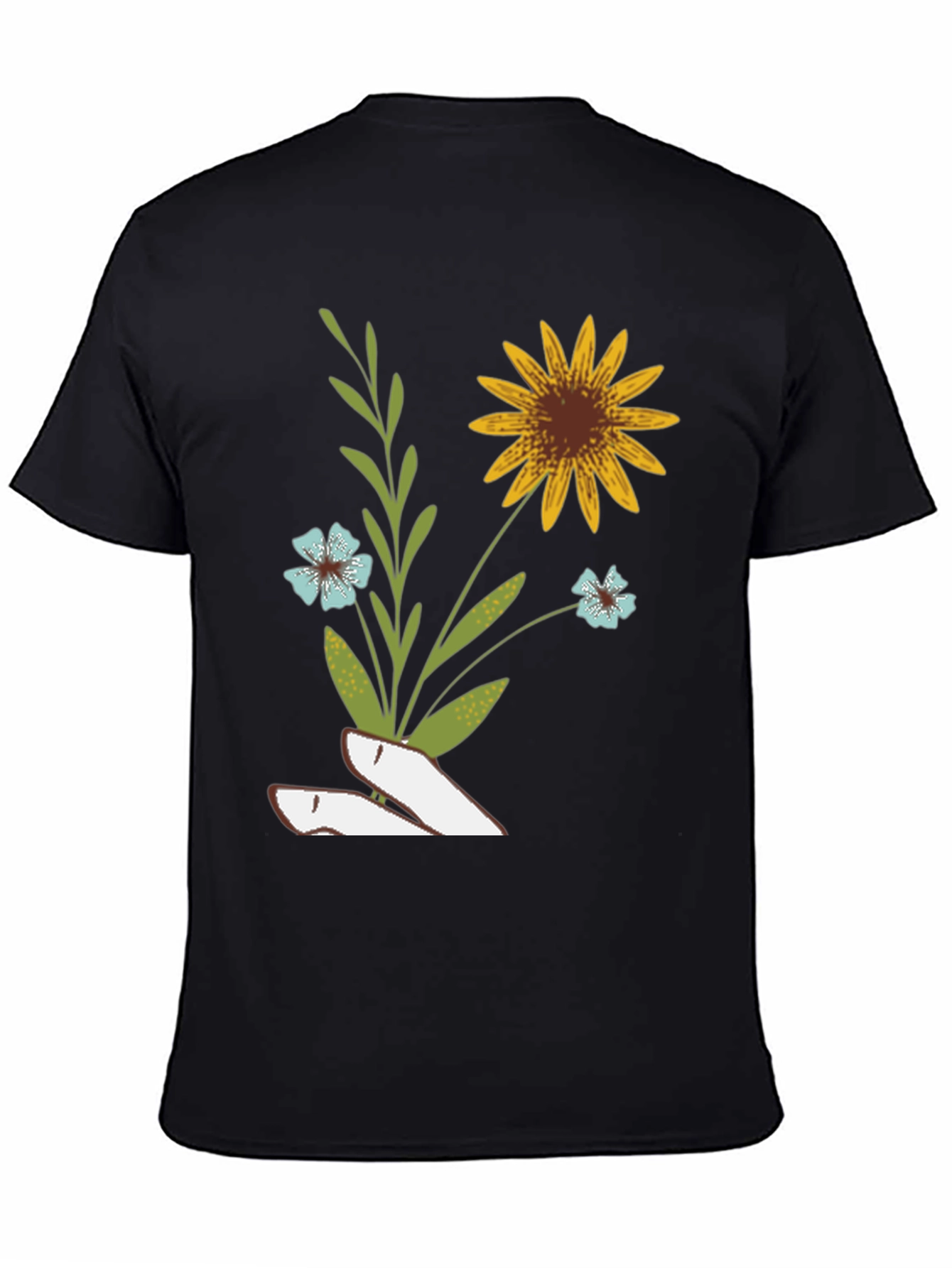 Black Floral Graphic Print T-Shirt - Black view 4